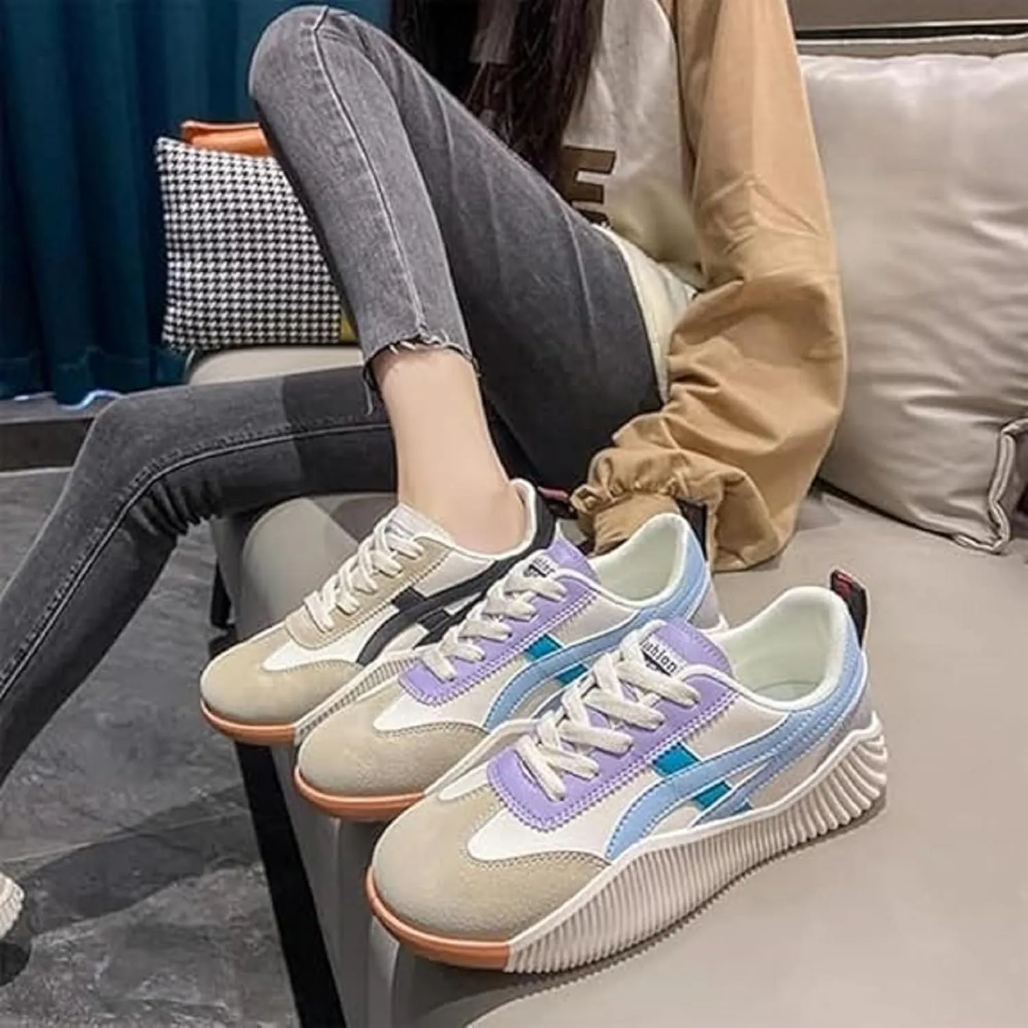 2025 New Vintage Sneakers Women Arch Support Relieve Foot Pain Perfect Walking Shoes Ultra-Comfortable Non-Slip Wide Toe Athletic Shoe