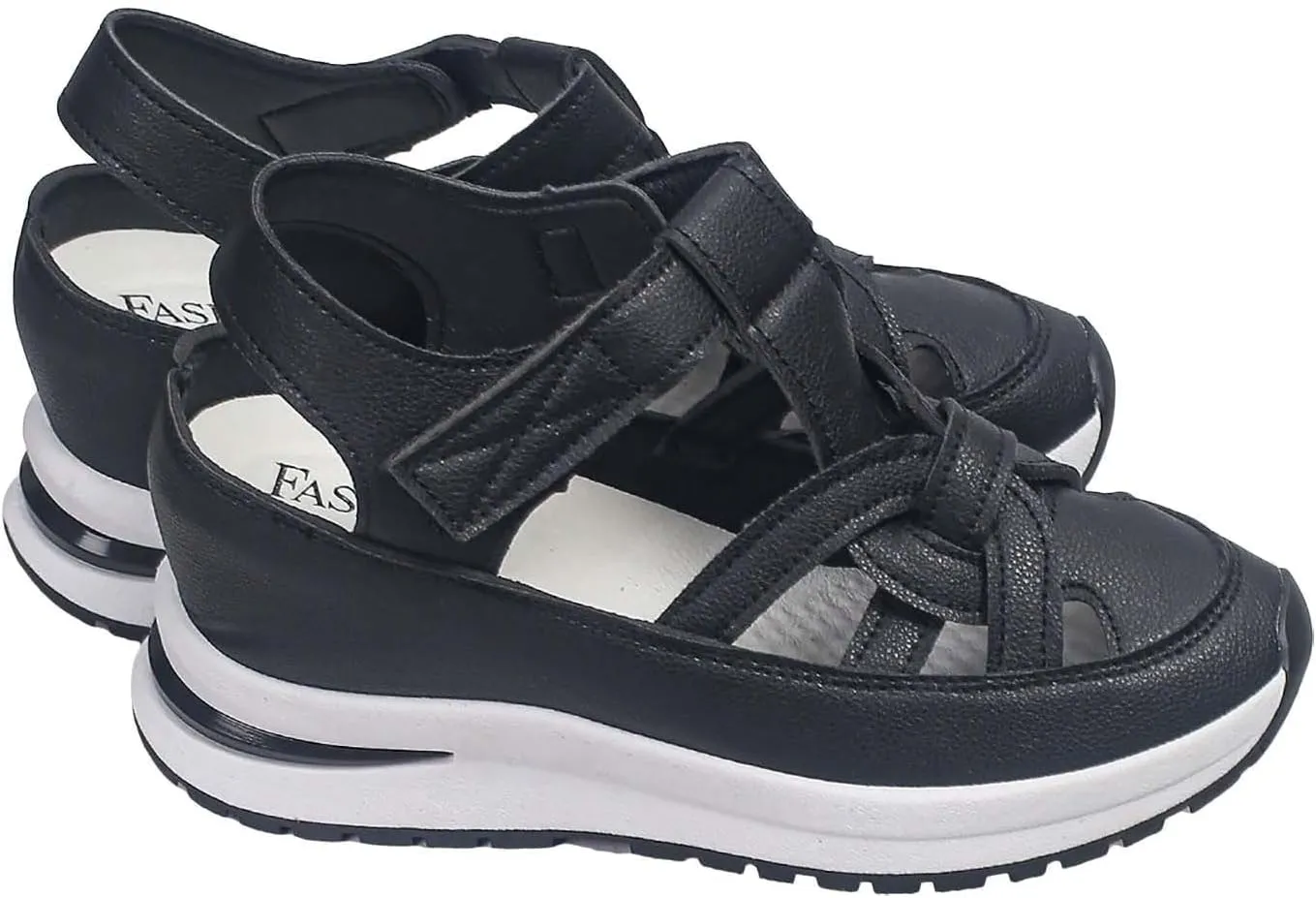 2025 New Women's Hollow Out Breathable Platform Wedge Sandals, Casual Stylish Roman Sandal, Stylish Leather Closed Toe Roman Shoes Adjustable Strap