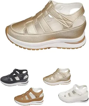 2025 Women's Hollow Out Breathable Platform Wedge Sandals, Womens Stylish Casual Orthopedic Roman Sandal