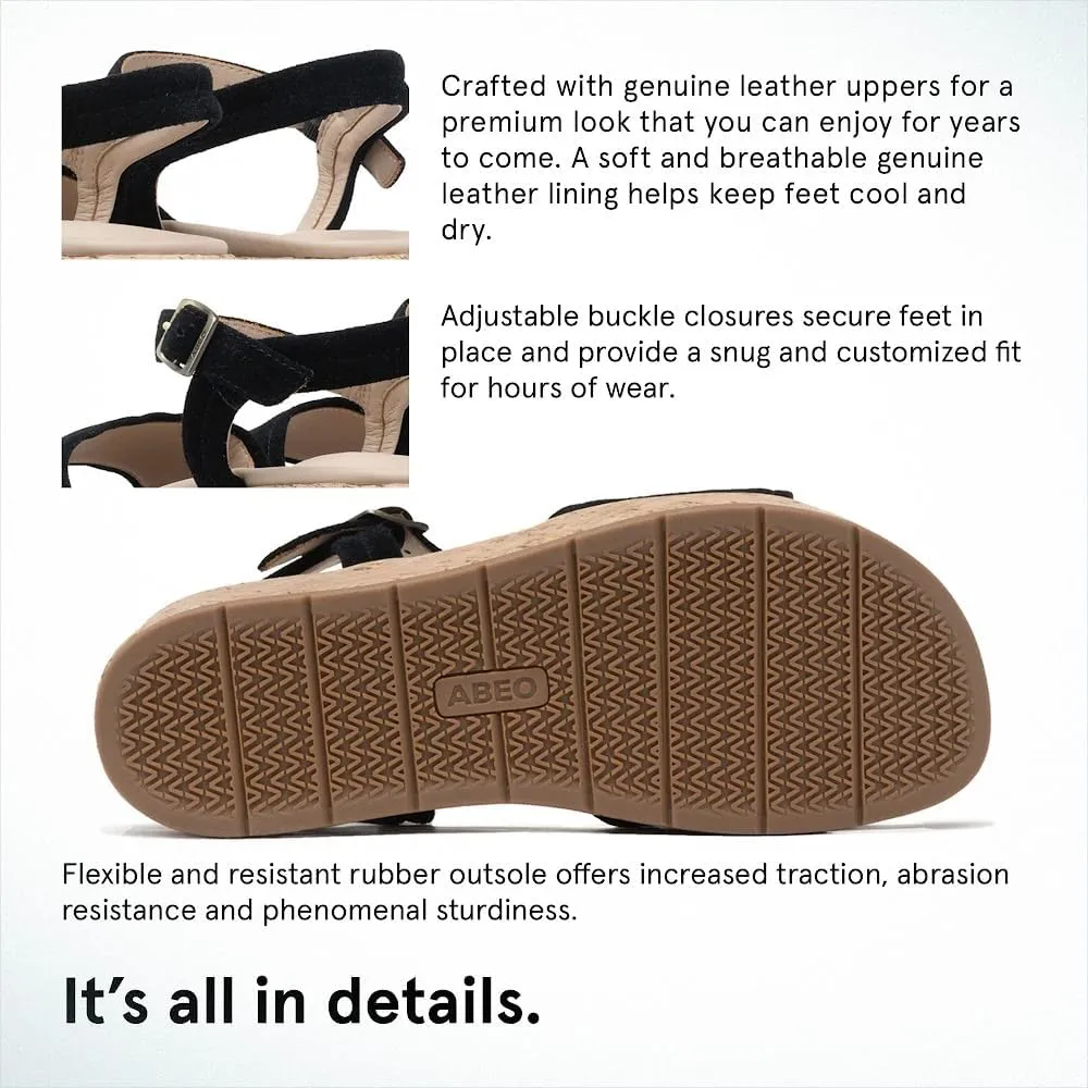 ABEO Solstice Buckle Sandals For Women | Arch Support Sandals | Ball of Foot Pain Relief | Built-In Metatarsal Pads Women