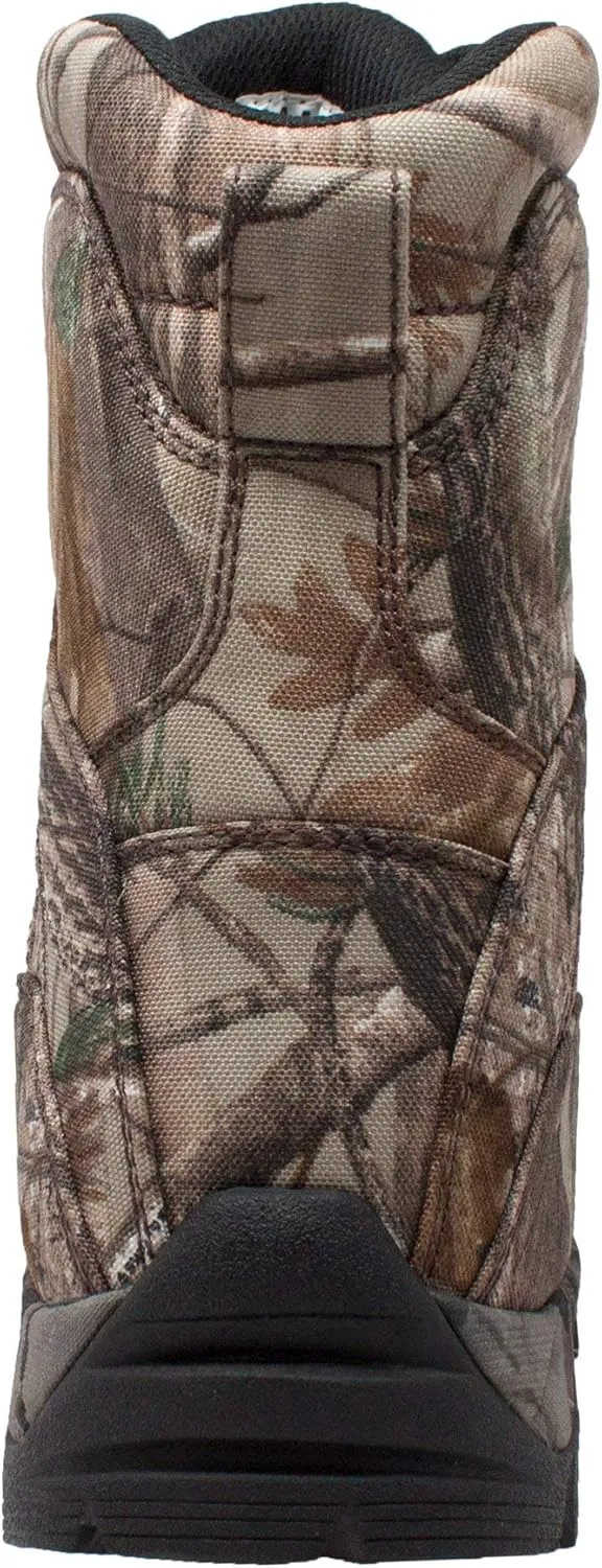 Ad Tec 10in Mens Real Tree Camo Waterproof Hunting Boots Synthetic, Camouflage - Aggressive Rubber Outsole with Steel Shank