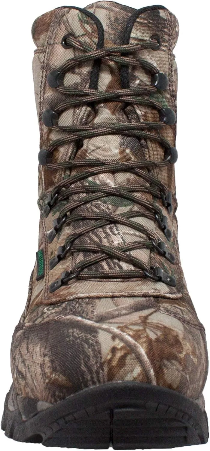 Ad Tec 10in Mens Real Tree Camo Waterproof Hunting Boots Synthetic, Camouflage - Aggressive Rubber Outsole with Steel Shank