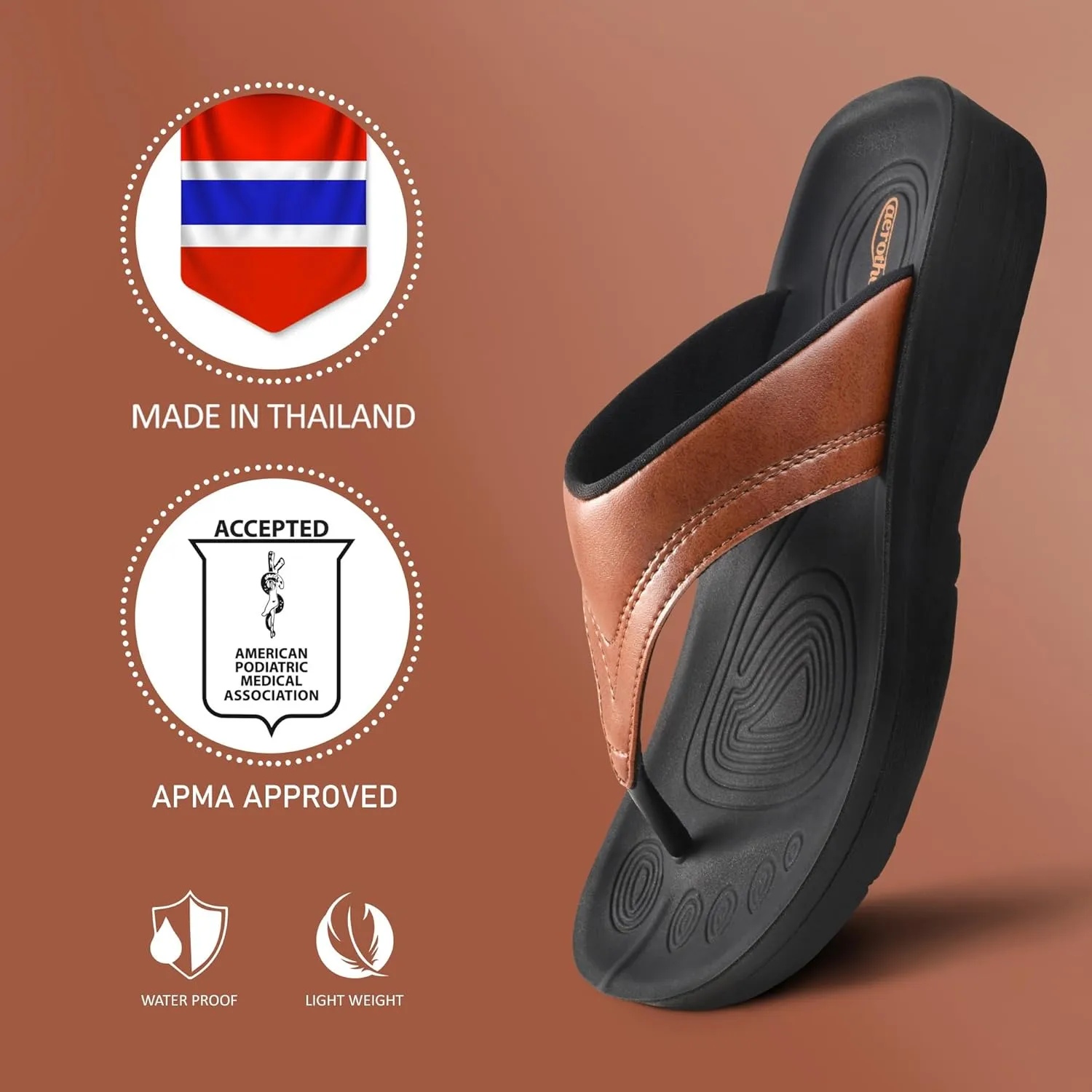 AEROTHOTIC Arch Support Flip Flops for Women Comfortable Stylish Straps with Non Slip Footbed Fashion Dressy Sandals Outdoor Travel Vacation Essentials