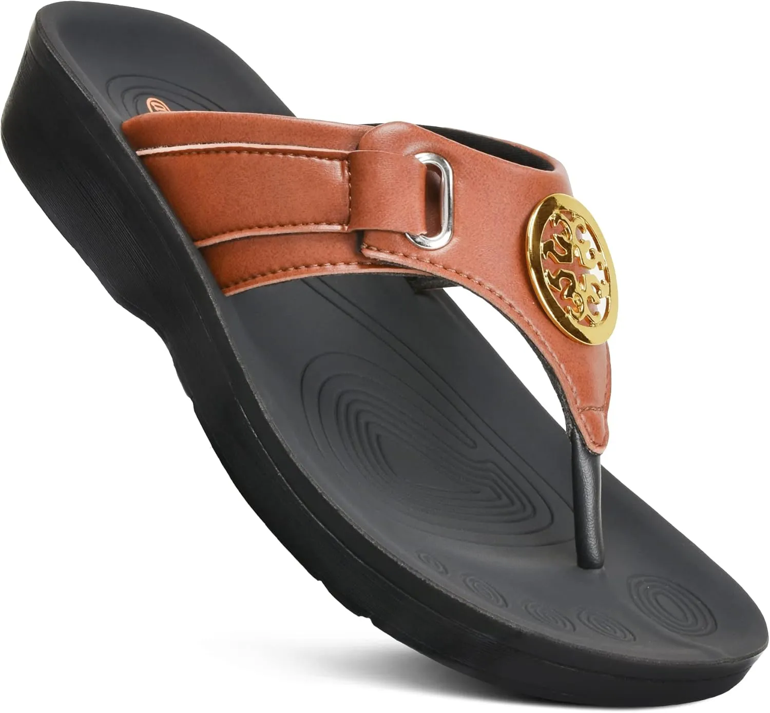 AEROTHOTIC Arch Support Flip Flops for Women Comfortable Stylish Straps with Non Slip Footbed Fashion Dressy Sandals Outdoor Travel Vacation Essentials