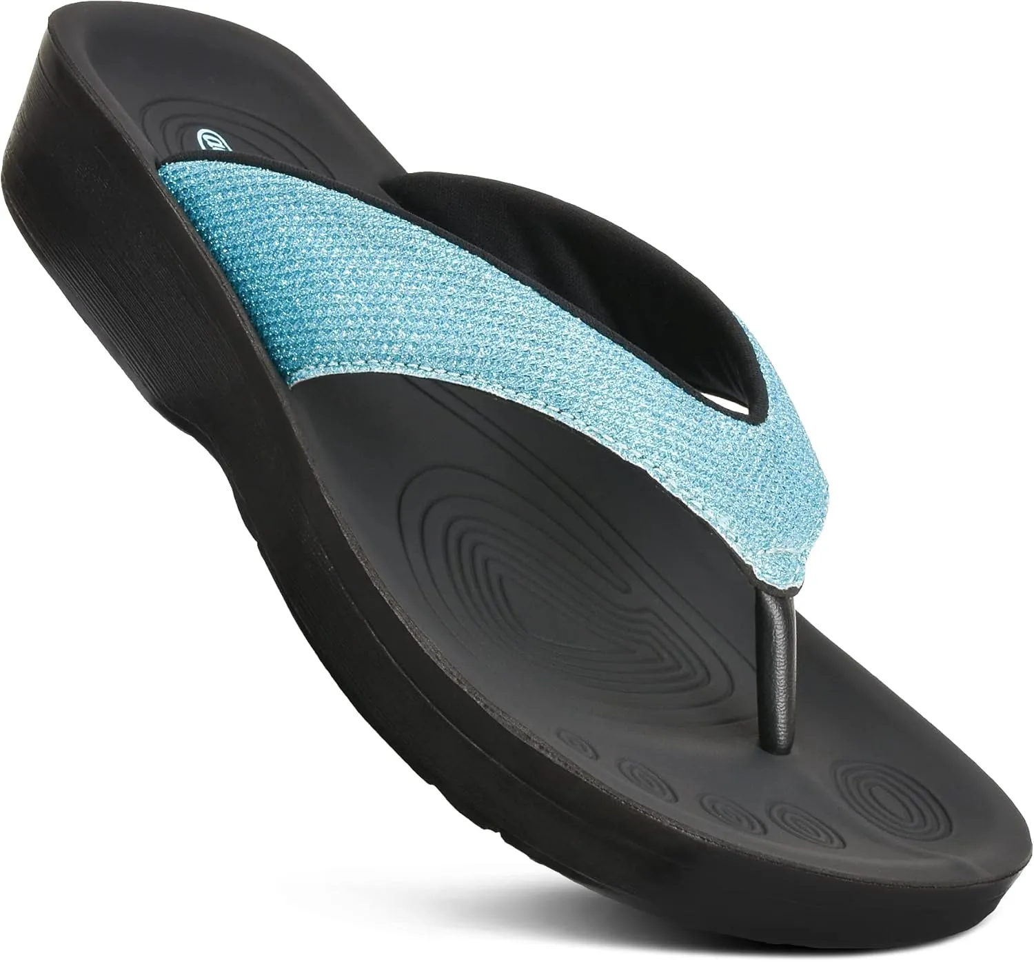 AEROTHOTIC Comfy Open Toe Arch Support Flip Flops for Women Cushion Padded Stylish Straps Dressy Sandals Walking Travel Beach Wear