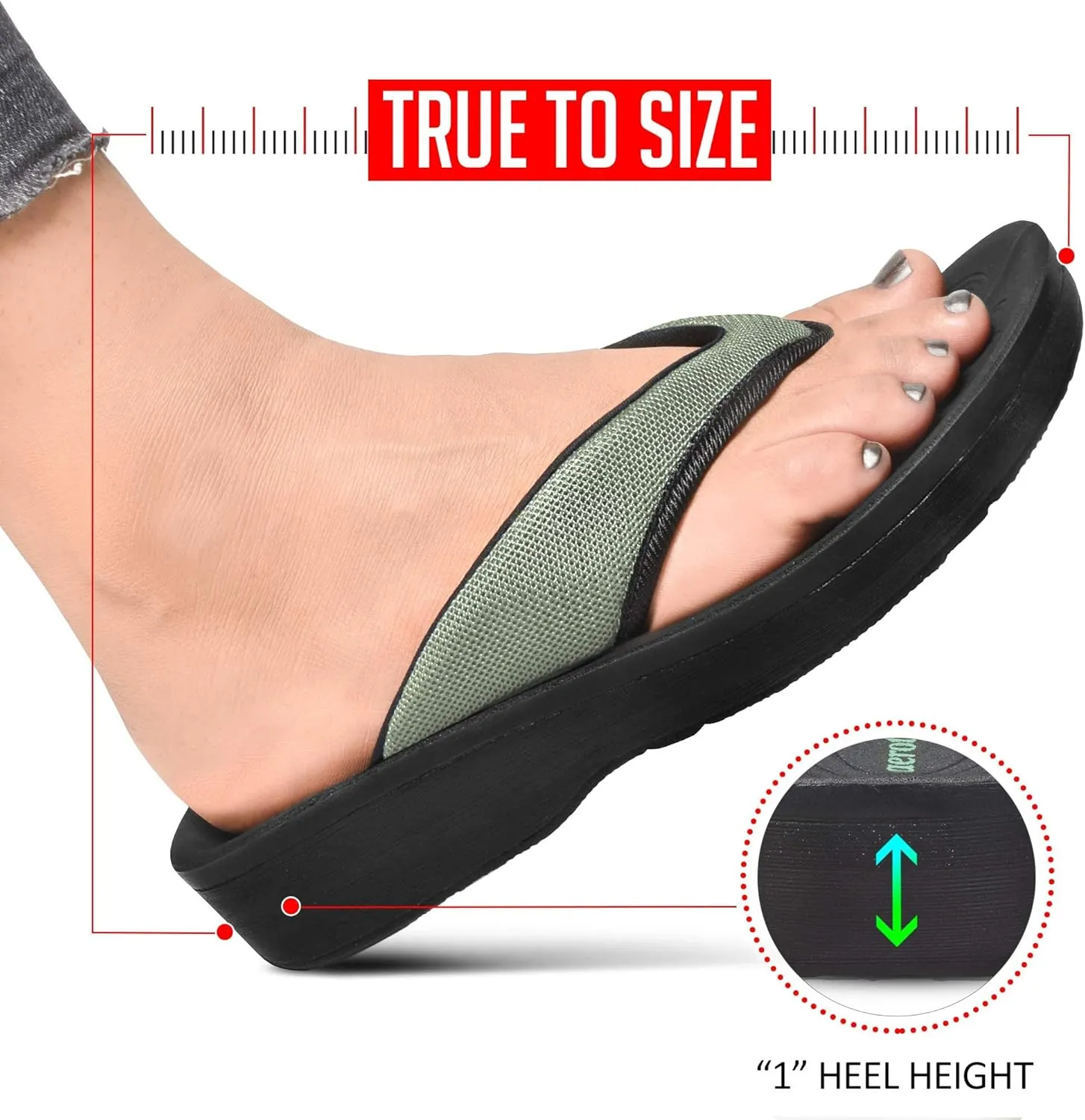 AEROTHOTIC Comfy Open Toe Arch Support Flip Flops for Women Cushion Padded Stylish Straps Dressy Sandals Walking Travel Beach Wear