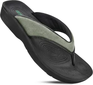 AEROTHOTIC Comfy Open Toe Arch Support Flip Flops for Women Cushion Padded Stylish Straps Dressy Sandals Walking Travel Beach Wear