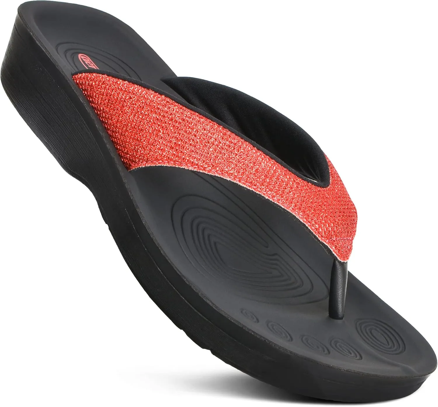AEROTHOTIC Comfy Open Toe Arch Support Flip Flops for Women Cushion Padded Stylish Straps Dressy Sandals Walking Travel Beach Wear