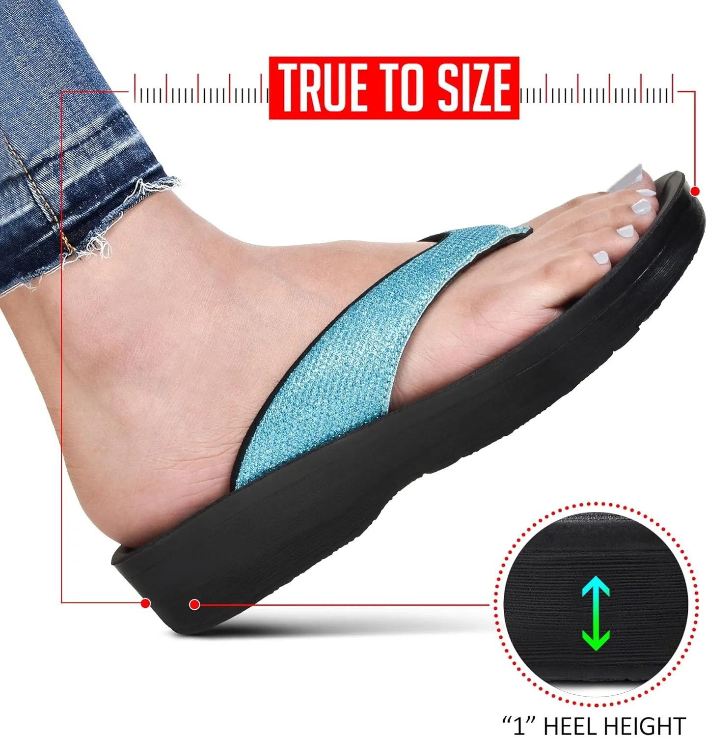 AEROTHOTIC Comfy Open Toe Arch Support Flip Flops for Women Cushion Padded Stylish Straps Dressy Sandals Walking Travel Beach Wear