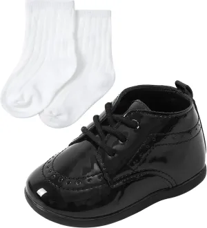 AGJ Baby Boy Dress Shoes Infant Oxford Loafers Wedding PU Leather Rubber Shoes Toddler Girl Flats Walking Shoes Set 3-24 Months