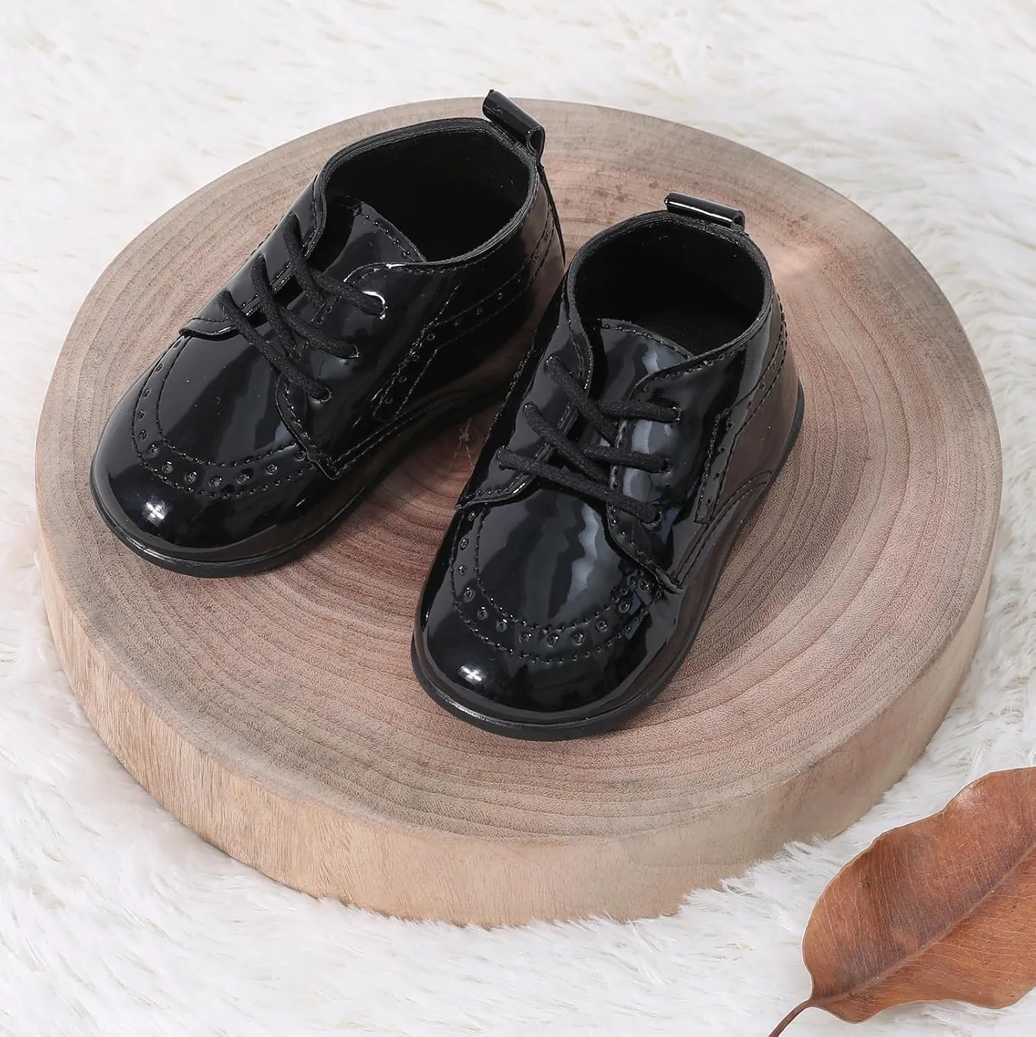AGJ Baby Boy Dress Shoes Infant Oxford Loafers Wedding PU Leather Rubber Shoes Toddler Girl Flats Walking Shoes Set 3-24 Months
