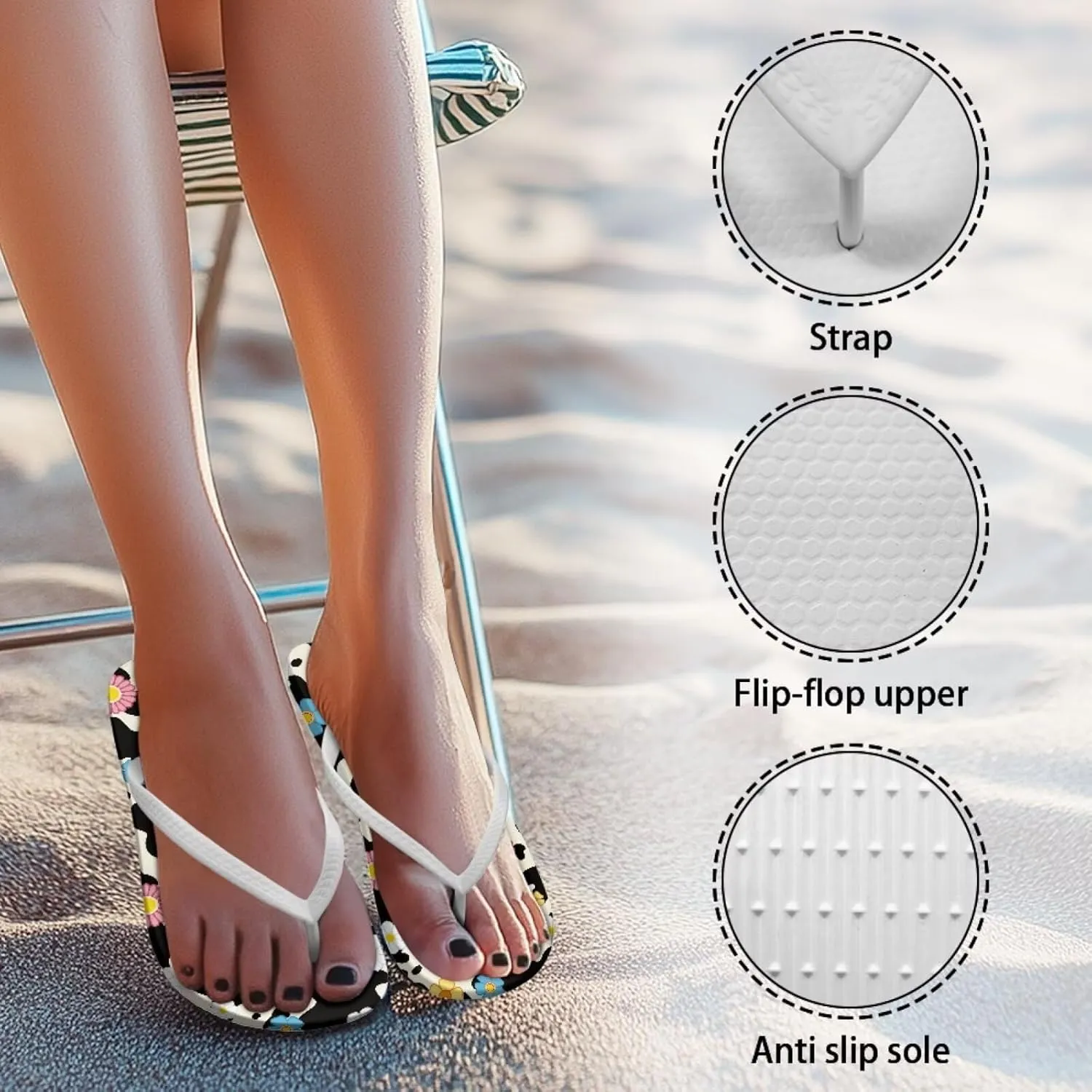 Animal Print Sandals Women Stylish Non-Slip Casual Beach Comfortable Summer Lightweight Flip Flops