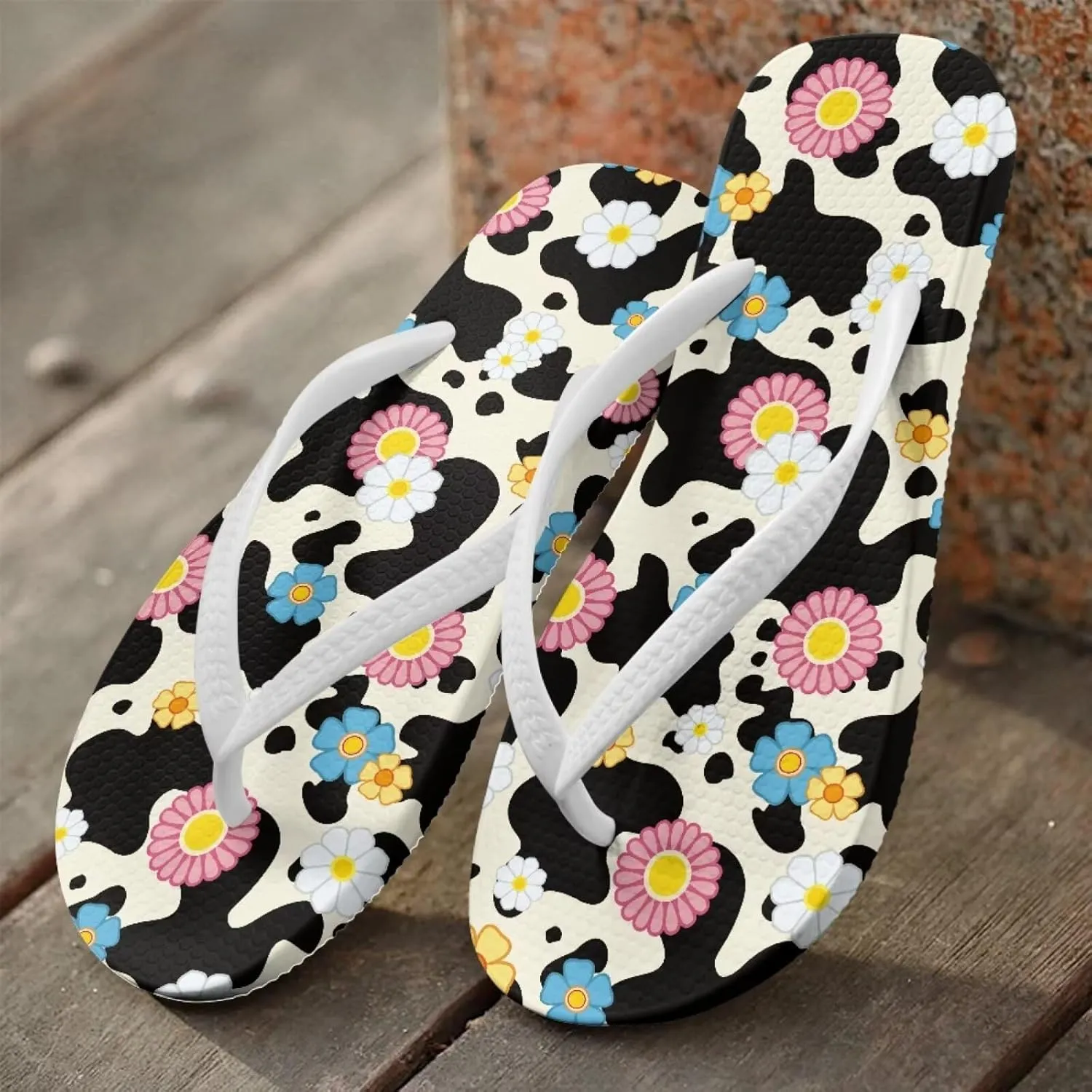 Animal Print Sandals Women Stylish Non-Slip Casual Beach Comfortable Summer Lightweight Flip Flops