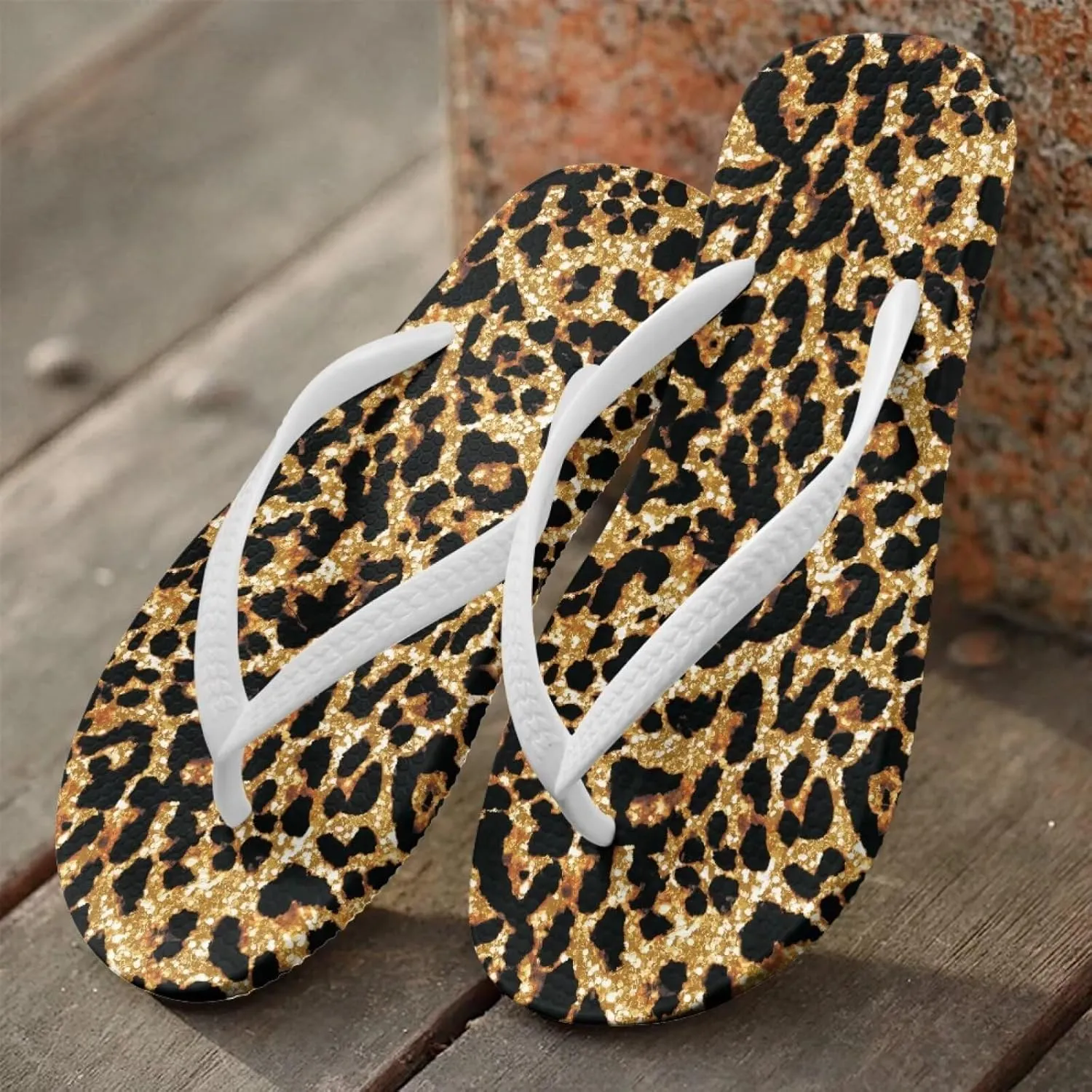 Animal Print Sandals Women Stylish Non-Slip Casual Beach Comfortable Summer Lightweight Flip Flops