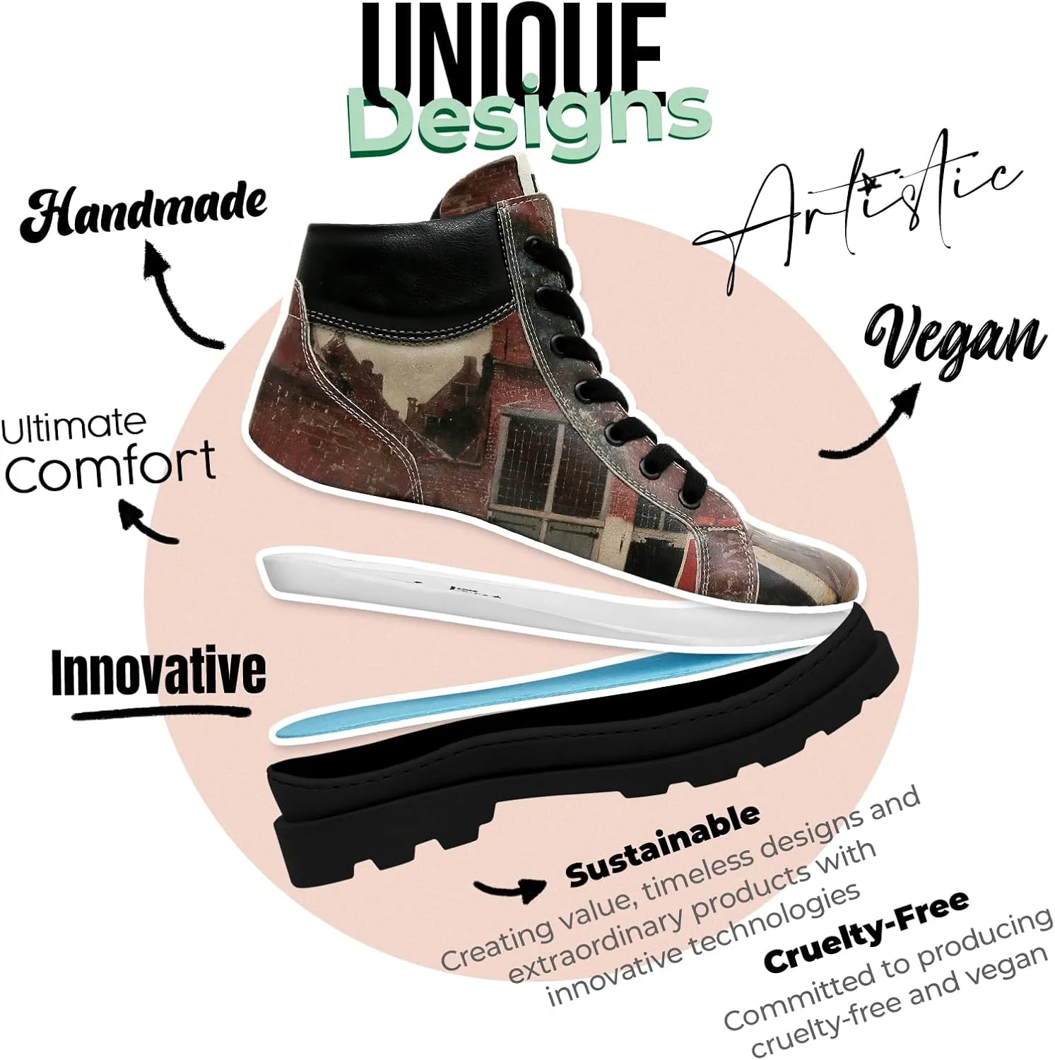 Ankle Boots for Women - Vegan Leather and Handmade Women Booties and Ankle Boots,