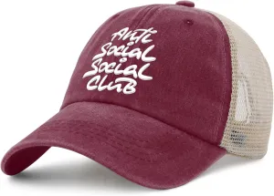 Anti Social Club Hat for Womens Retro Cycling Caps for Mens AllBlack Ball Caps Vintage for Lawyer