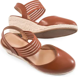Aomigoct Wedge Sandals Dressy Women: Comfortable Elastic Strap Espadrille Wedges - Ladies Beach Casual Shoes