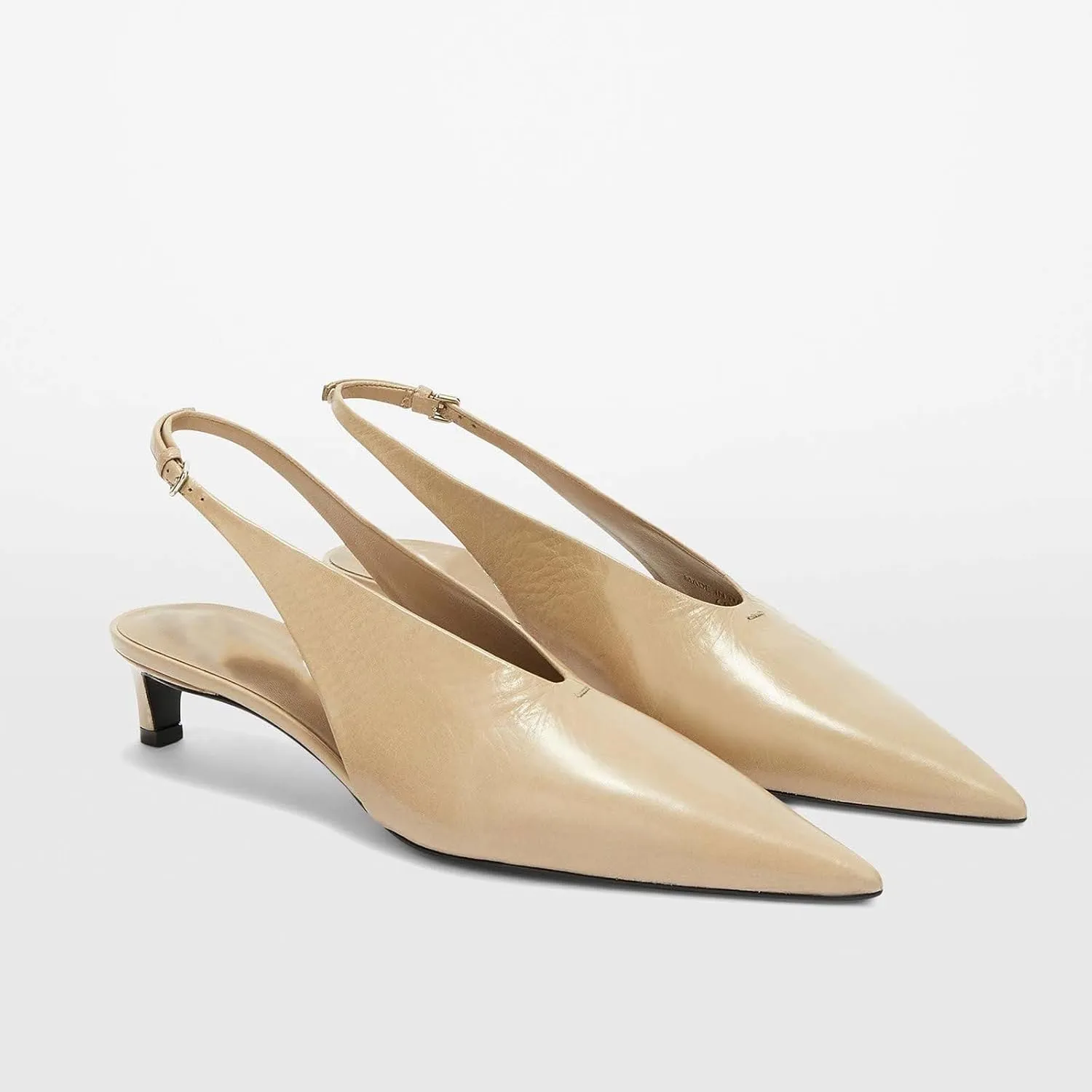 Arqa Kitten Heels Pumps for Women Closed Pointed Toe Slingback 1.18 in Heels with Buckle Dress Shoes for Dating Party Working