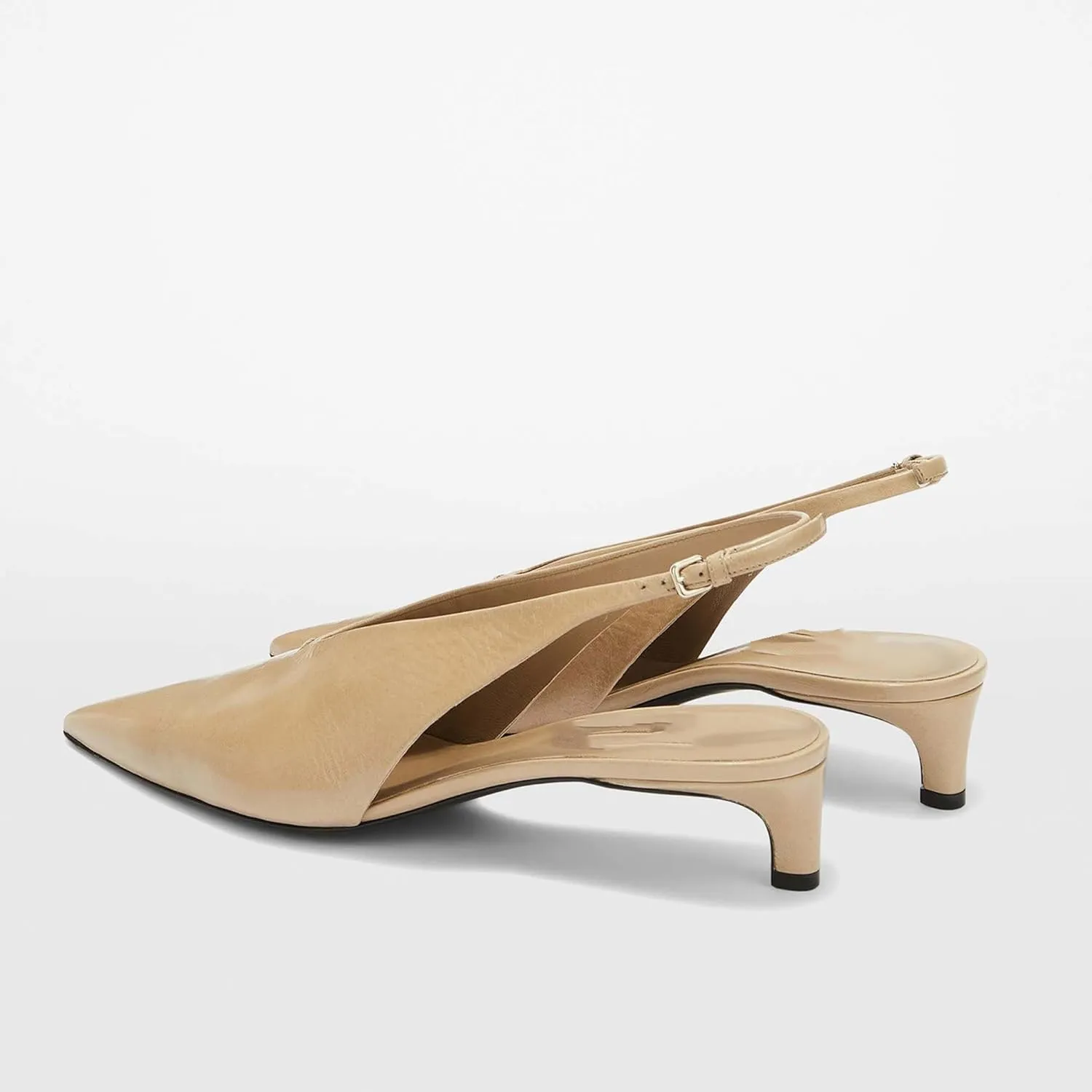 Arqa Kitten Heels Pumps for Women Closed Pointed Toe Slingback 1.18 in Heels with Buckle Dress Shoes for Dating Party Working