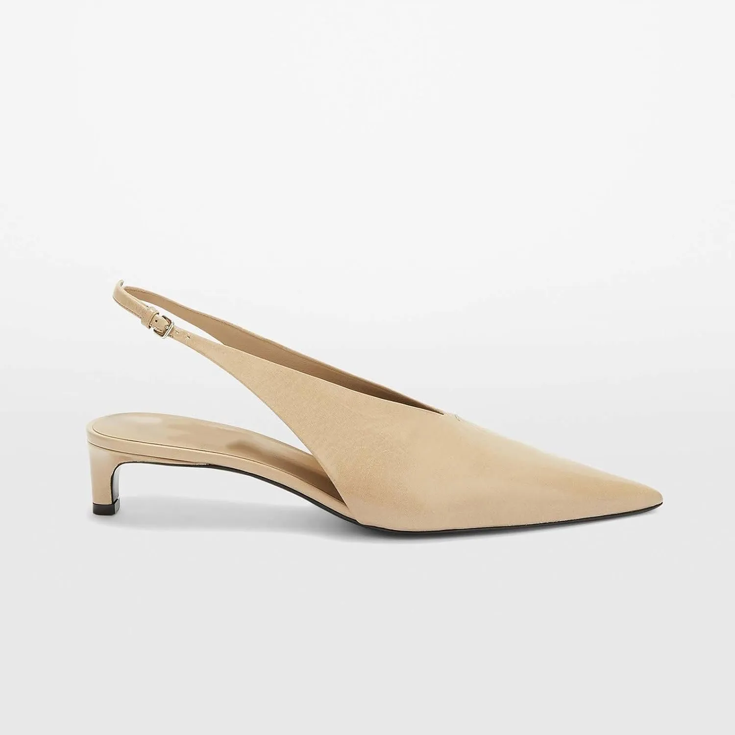 Arqa Kitten Heels Pumps for Women Closed Pointed Toe Slingback 1.18 in Heels with Buckle Dress Shoes for Dating Party Working