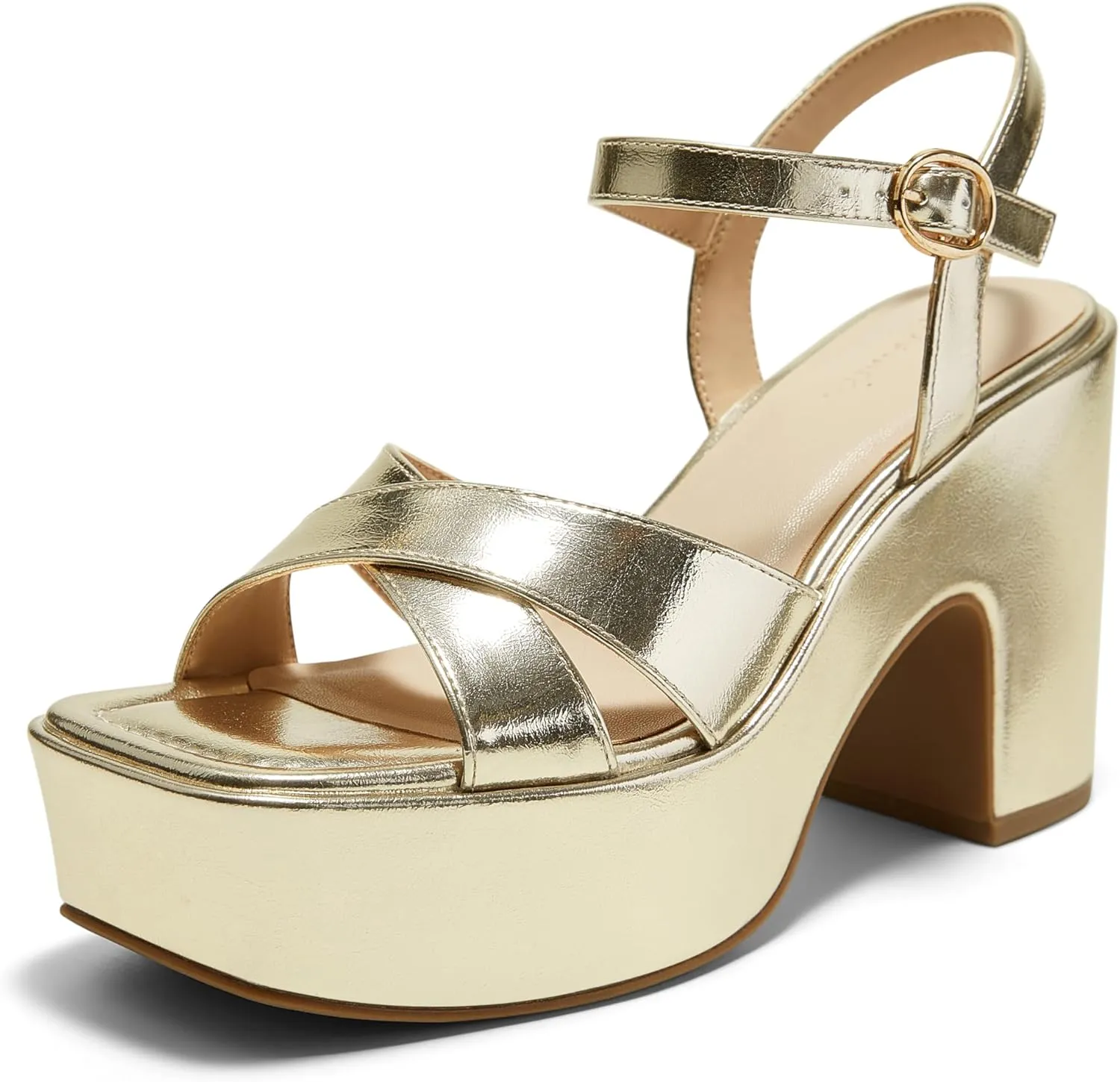 Arromic Women's Crisscross Band Platform High Heel Sandals with 4-Inch Chunky Heels Ankle Strap Stylish Y2K Heeled Shoes for Party, Wedding, Evening Events