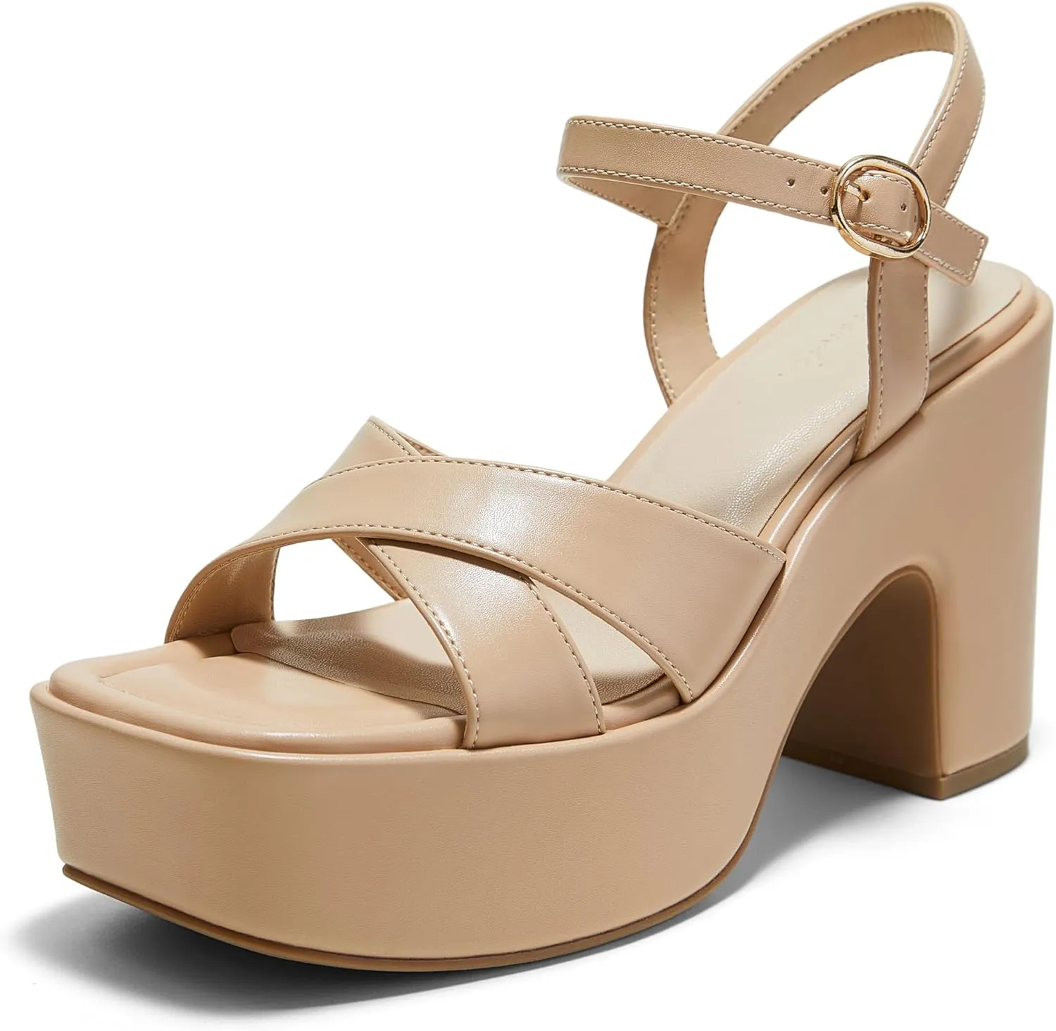 Arromic Women's Crisscross Band Platform High Heel Sandals with 4-Inch Chunky Heels Ankle Strap Stylish Y2K Heeled Shoes for Party, Wedding, Evening Events