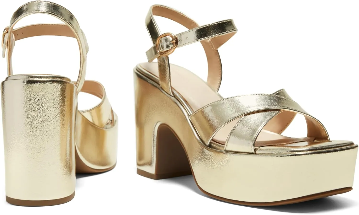 Arromic Women's Crisscross Band Platform High Heel Sandals with 4-Inch Chunky Heels Ankle Strap Stylish Y2K Heeled Shoes for Party, Wedding, Evening Events