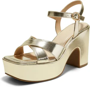 Arromic Women's Crisscross Band Platform High Heel Sandals with 4-Inch Chunky Heels Ankle Strap Stylish Y2K Heeled Shoes for Party, Wedding, Evening Events