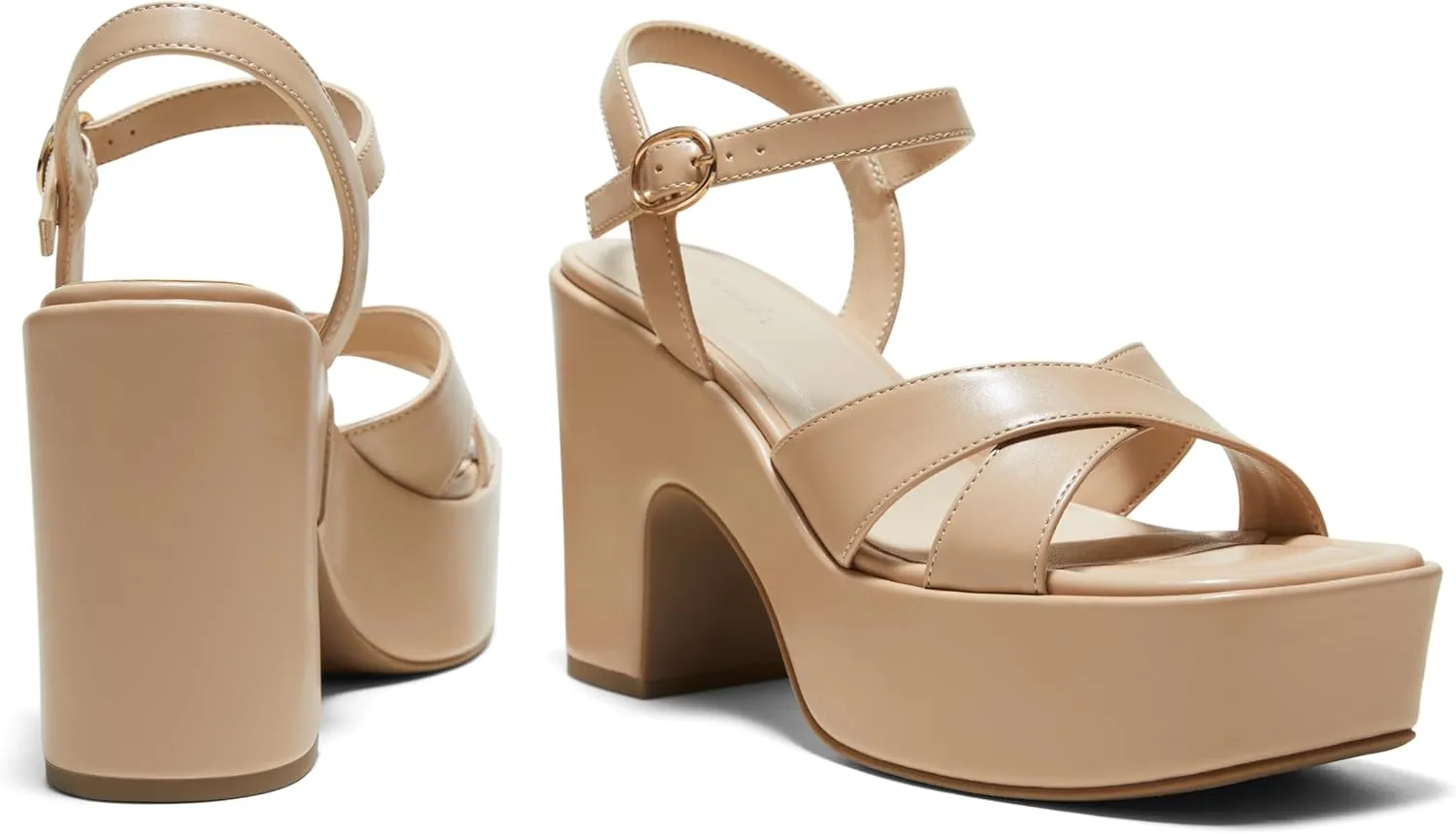 Arromic Women's Crisscross Band Platform High Heel Sandals with 4-Inch Chunky Heels Ankle Strap Stylish Y2K Heeled Shoes for Party, Wedding, Evening Events