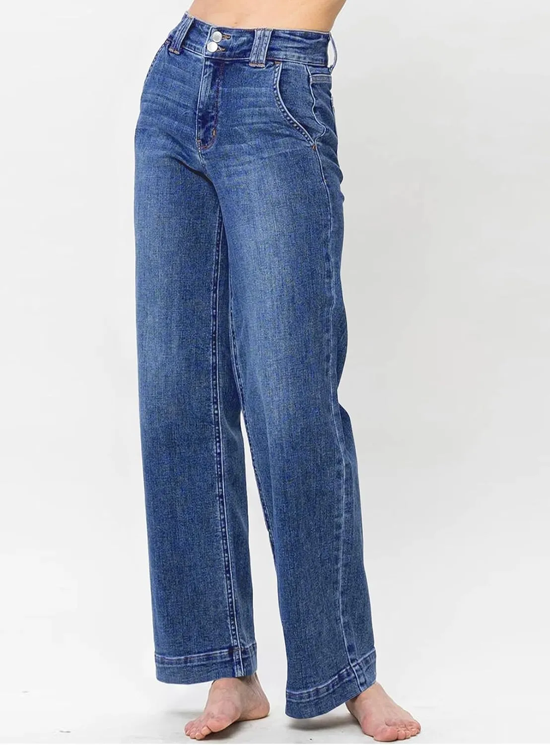 Astylish Jeans for Women Wide Leg High Waisted Stretchy Straight Leg Jean Baggy Trendy 2025 Denim Pants with Slanted Pockets