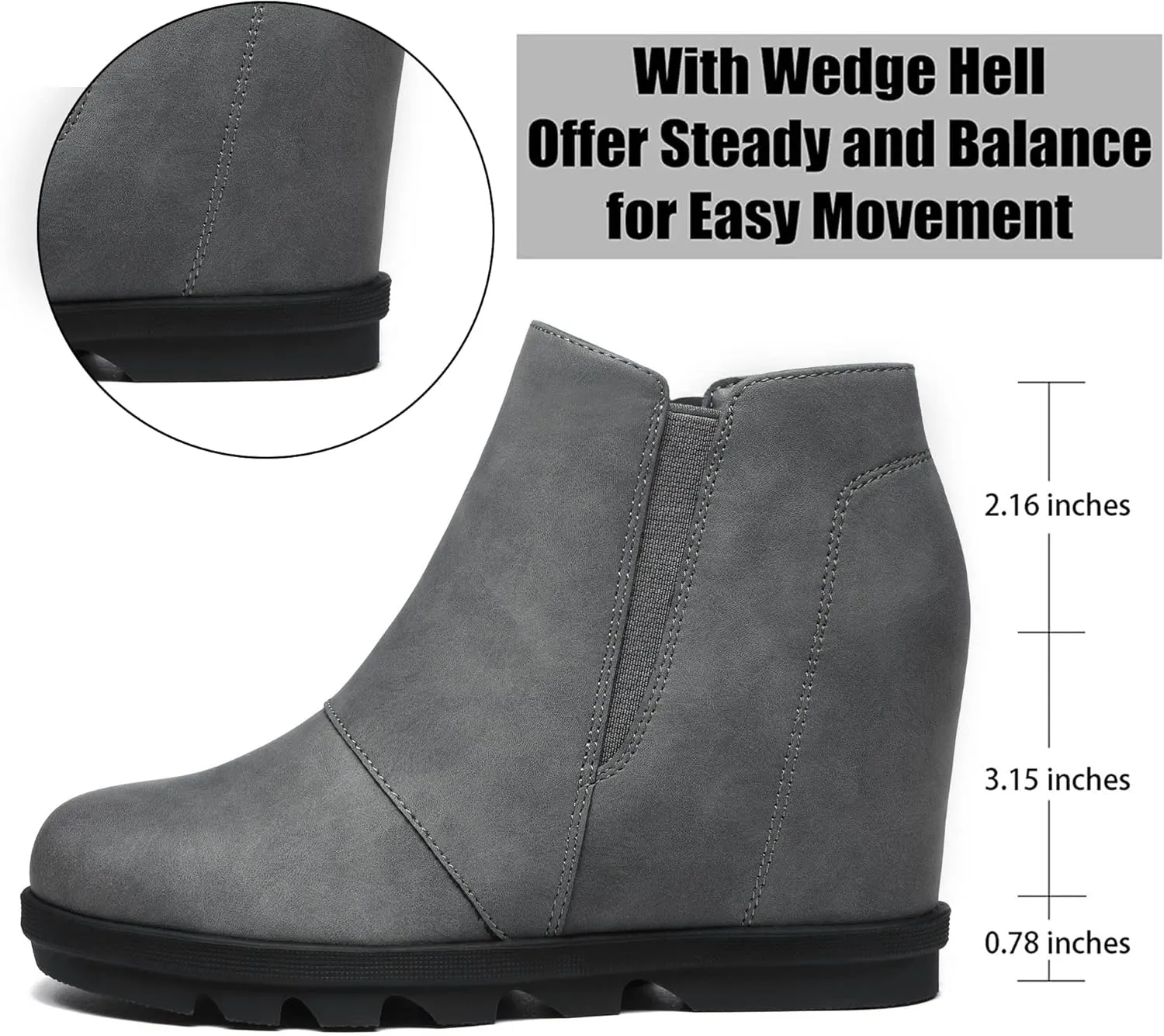 Athlefit Wedge Booties for Women with Heel Hidden Wedge Boots Comfortable Ankle Boots
