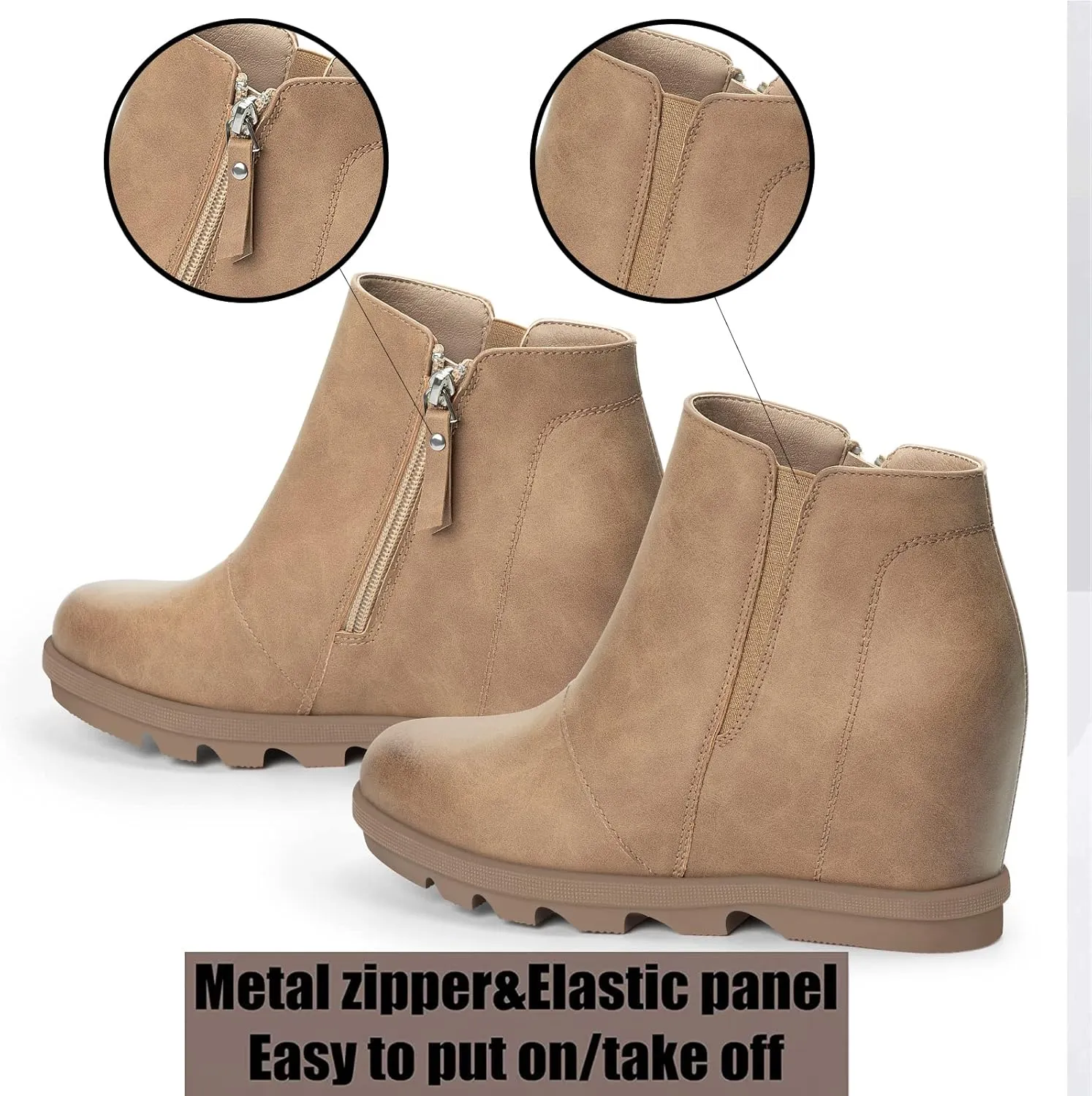 Athlefit Wedge Booties for Women with Heel Hidden Wedge Boots Comfortable Ankle Boots