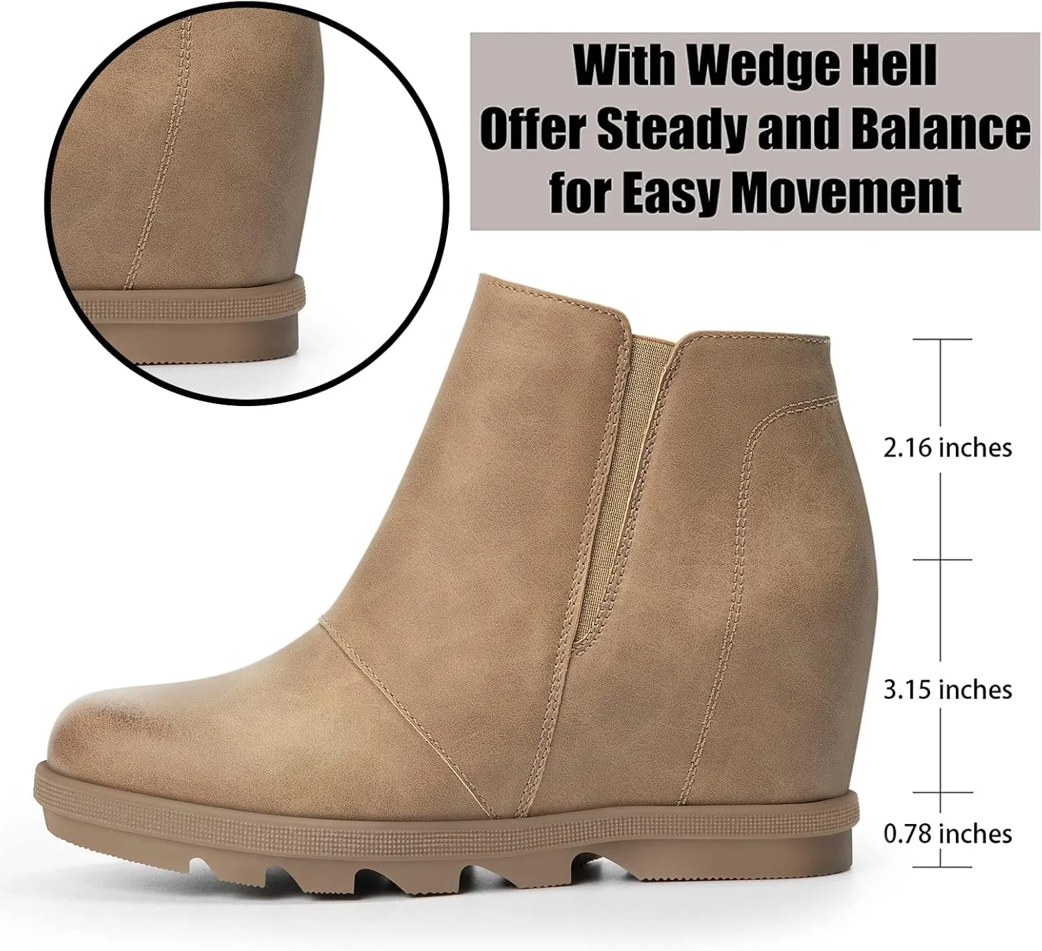 Athlefit Wedge Booties for Women with Heel Hidden Wedge Boots Comfortable Ankle Boots