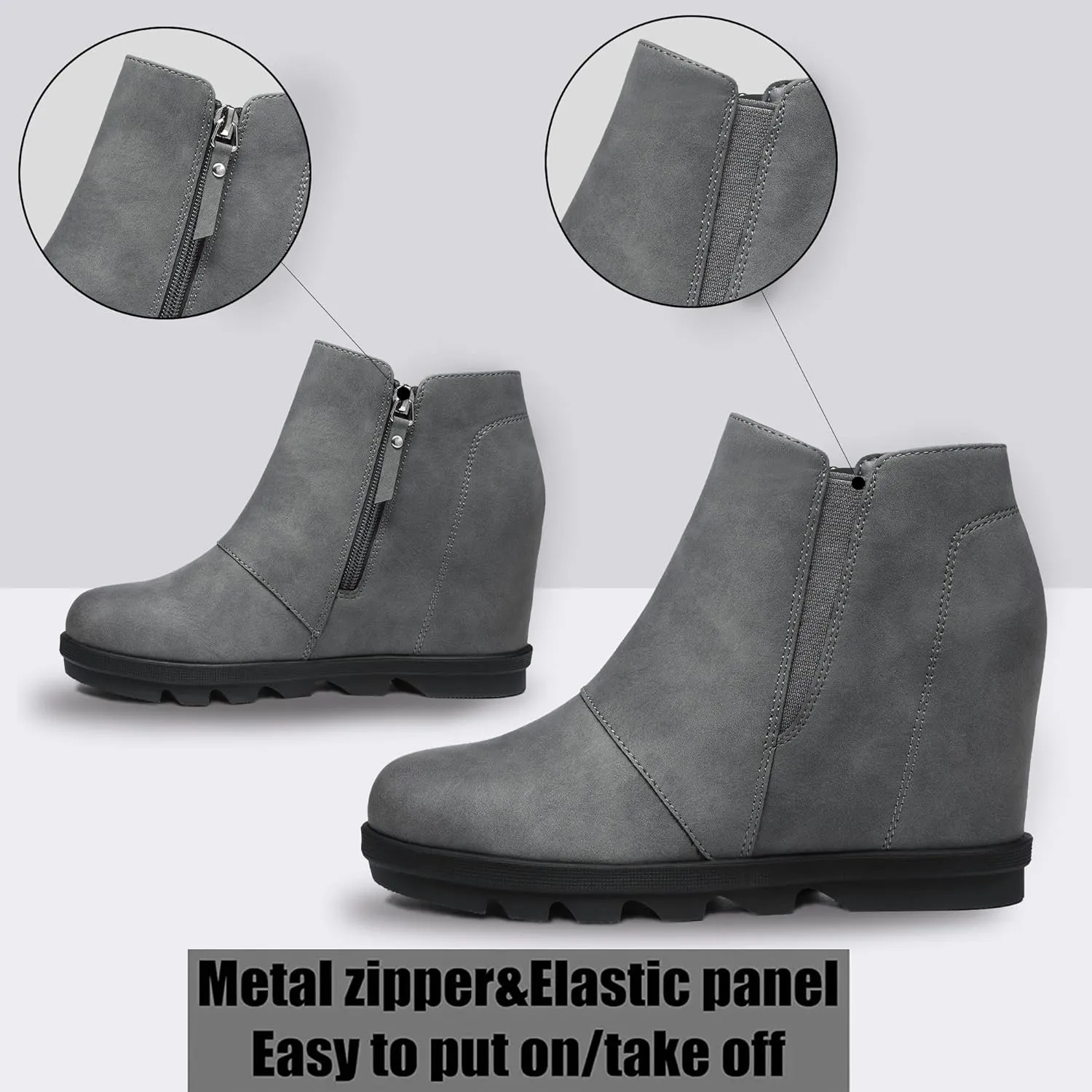 Athlefit Wedge Booties for Women with Heel Hidden Wedge Boots Comfortable Ankle Boots