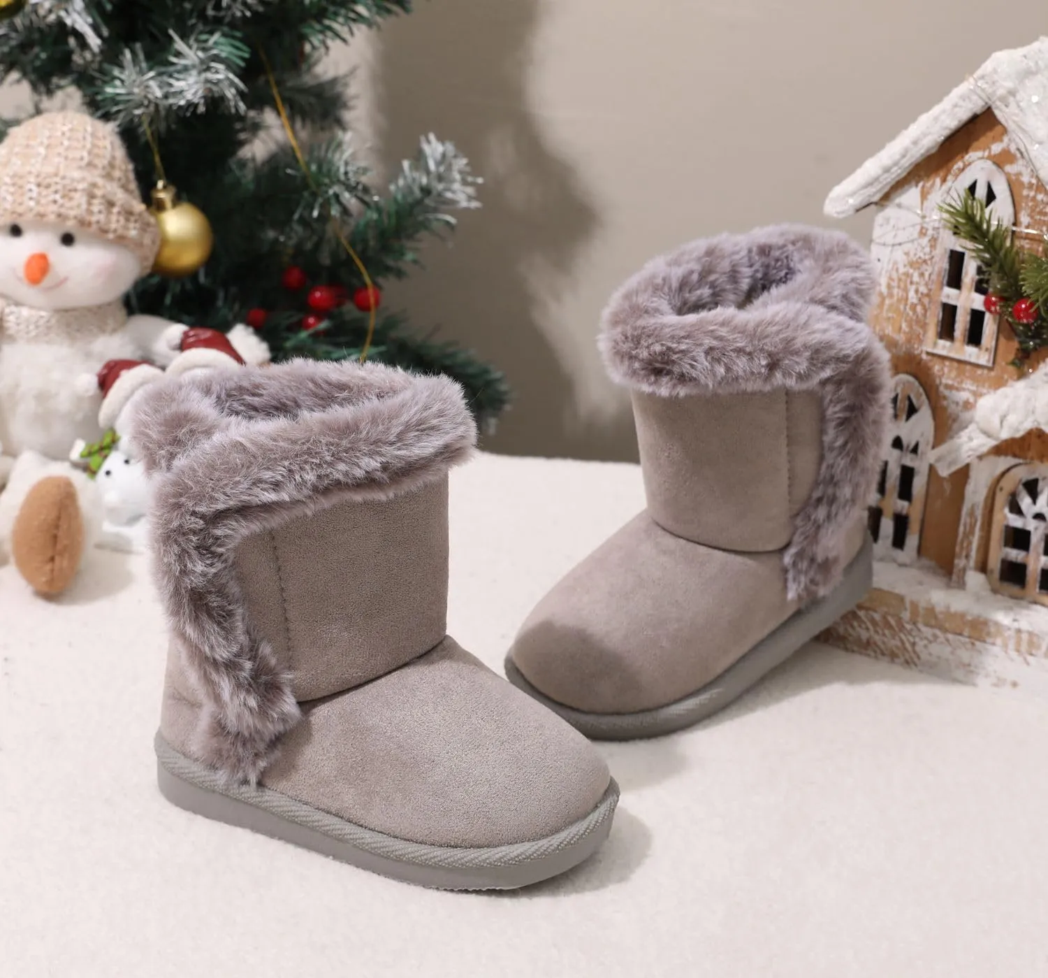 Baby Girls Winter Boots Toddler Kid Fashion Fur Lined Lightweight Warm Snow Boots for Everyday Wear