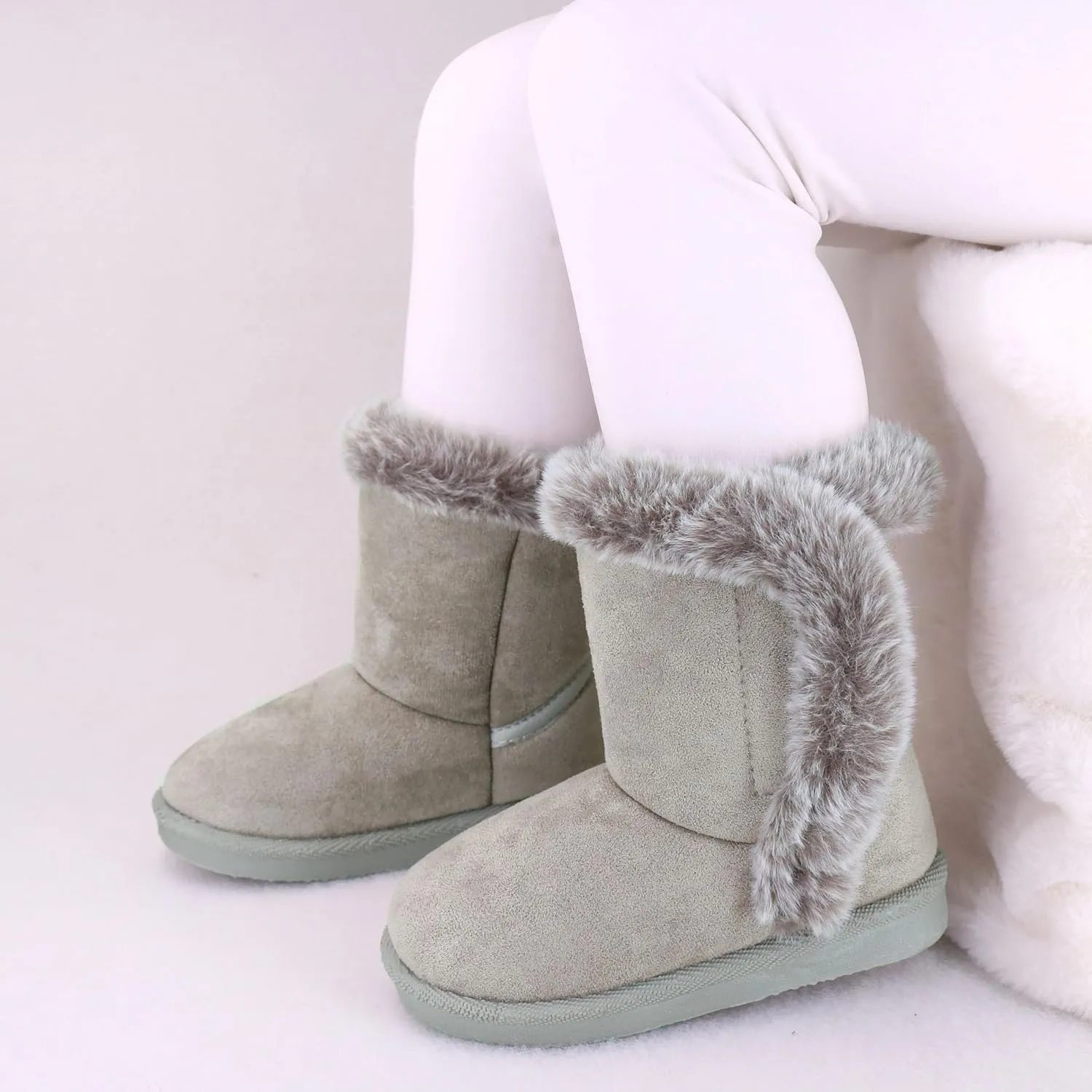 Baby Girls Winter Boots Toddler Kid Fashion Fur Lined Lightweight Warm Snow Boots for Everyday Wear