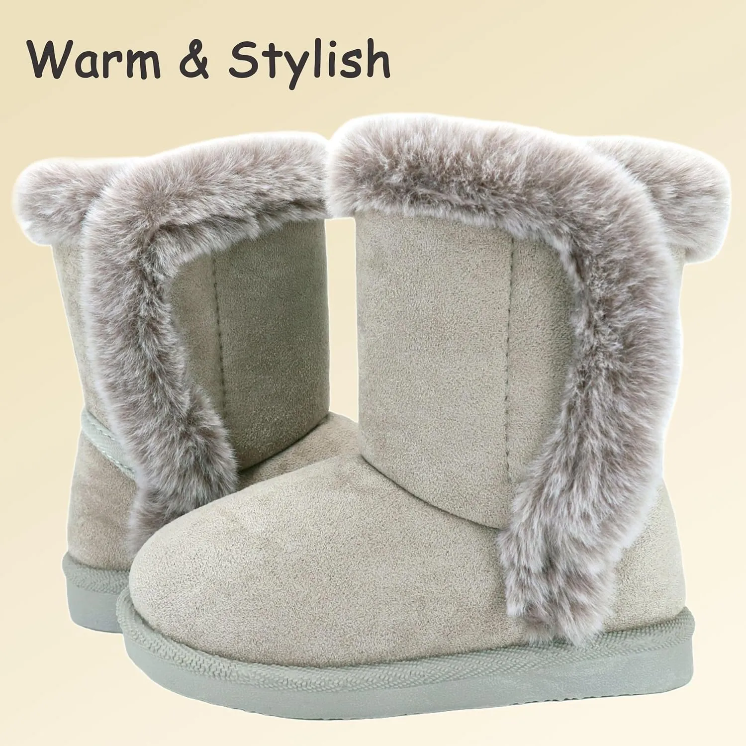 Baby Girls Winter Boots Toddler Kid Fashion Fur Lined Lightweight Warm Snow Boots for Everyday Wear