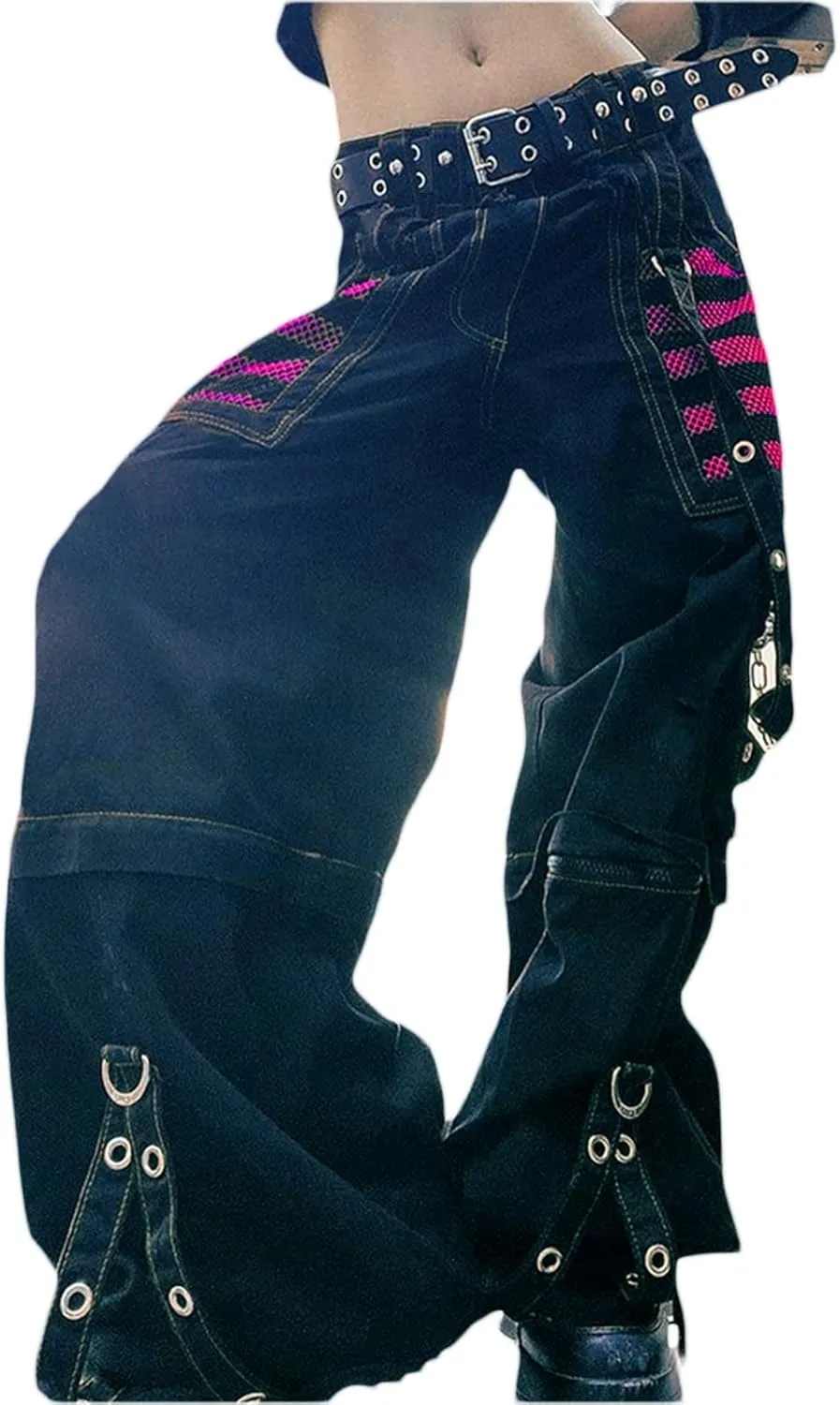 Baggy Jeans for Women Harajuku Graphic Print Cargo Jeans Wide Straight Leg Denim Pants Vintage Streetwear