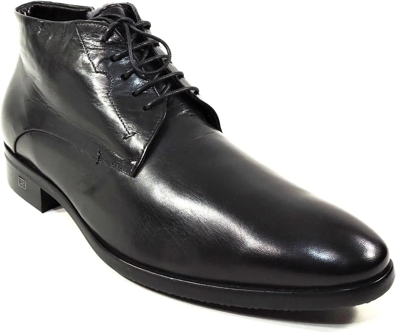 Baldinini Men's Black Soft Leather Fur Lined Winter Chukka Boots