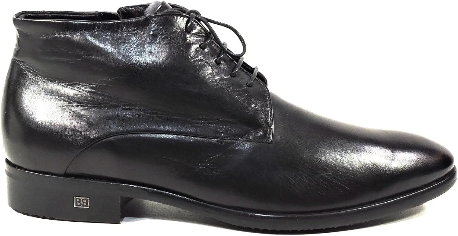 Baldinini Men's Black Soft Leather Fur Lined Winter Chukka Boots