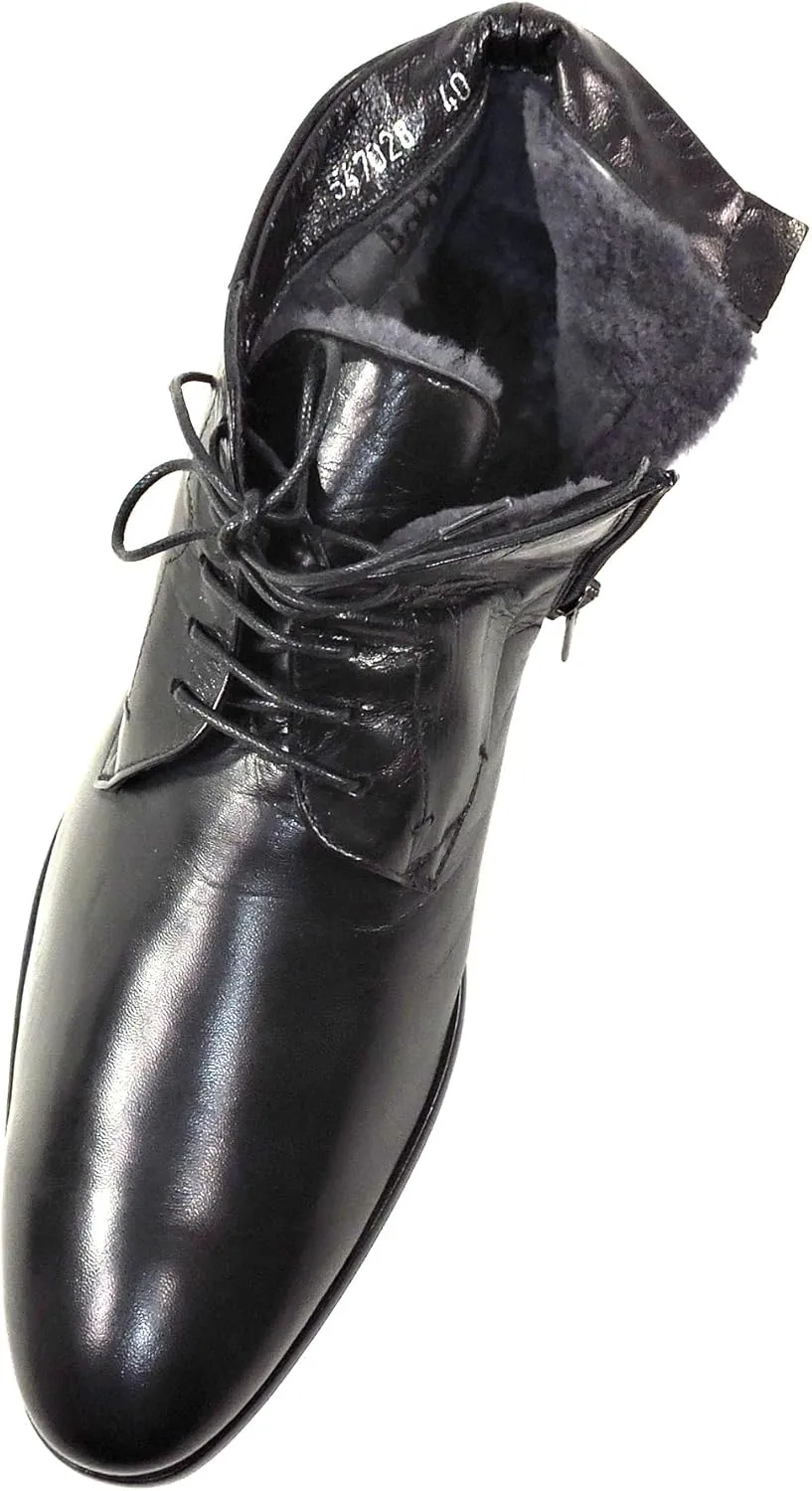 Baldinini Men's Black Soft Leather Fur Lined Winter Chukka Boots
