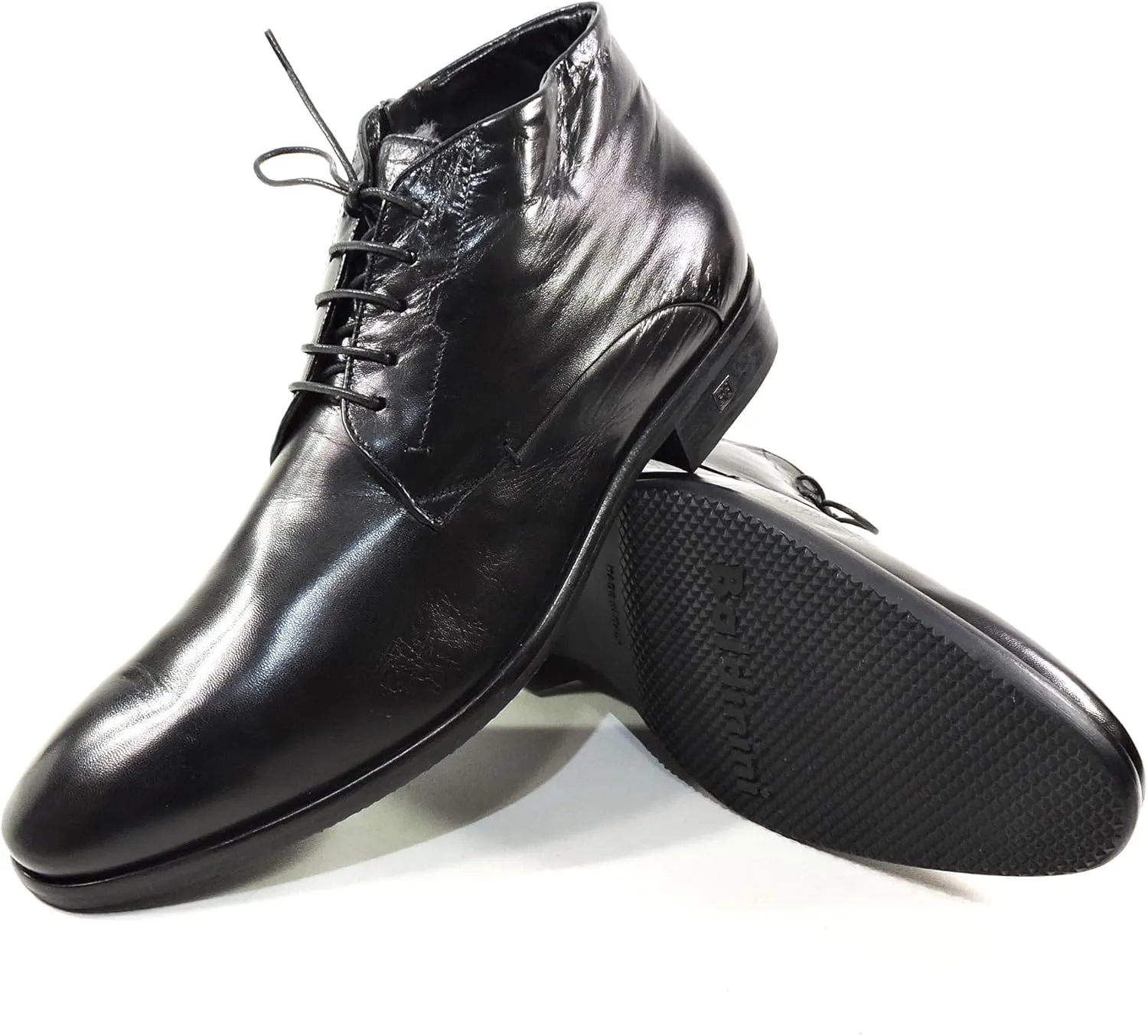 Baldinini Men's Black Soft Leather Fur Lined Winter Chukka Boots