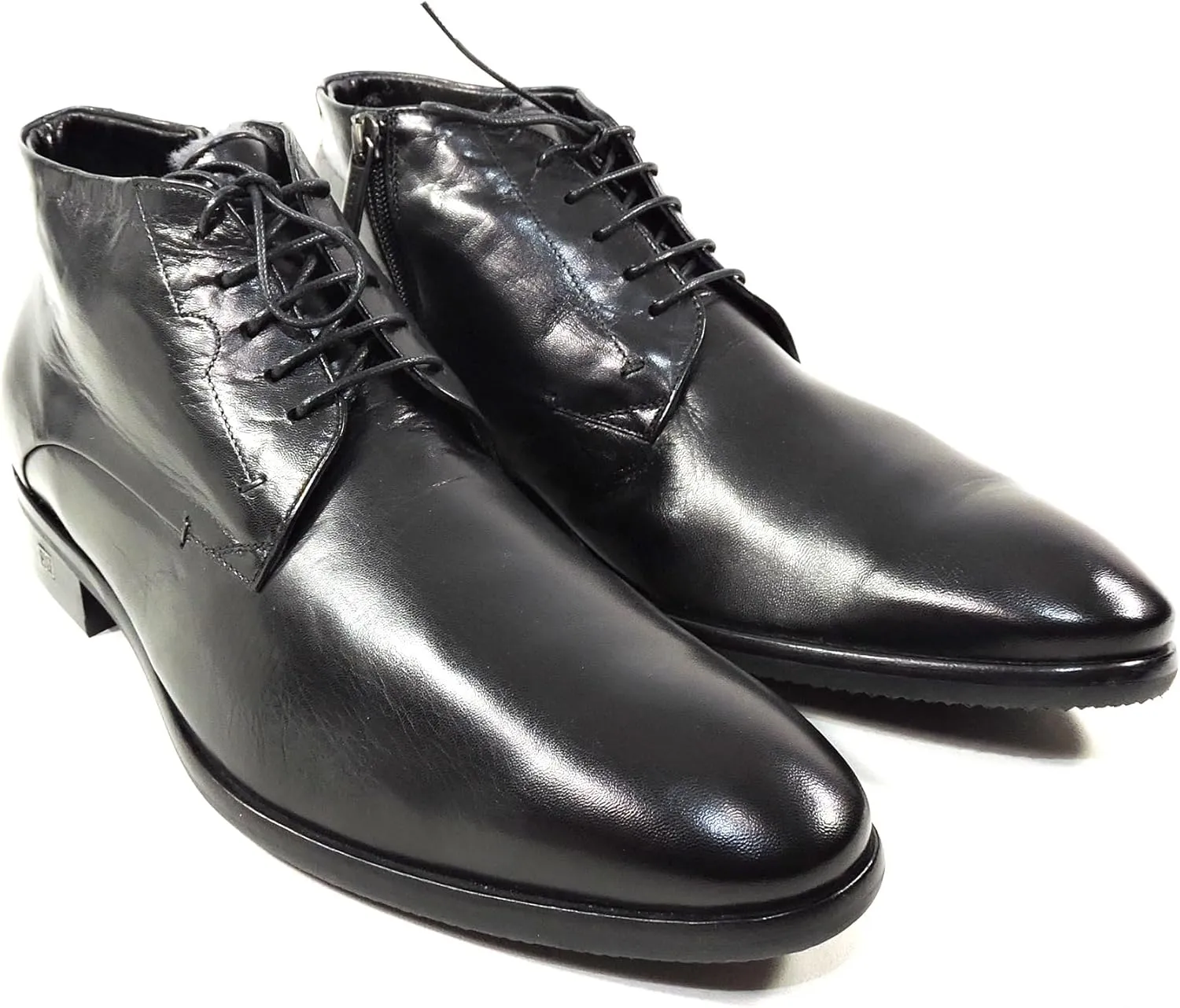 Baldinini Men's Black Soft Leather Fur Lined Winter Chukka Boots