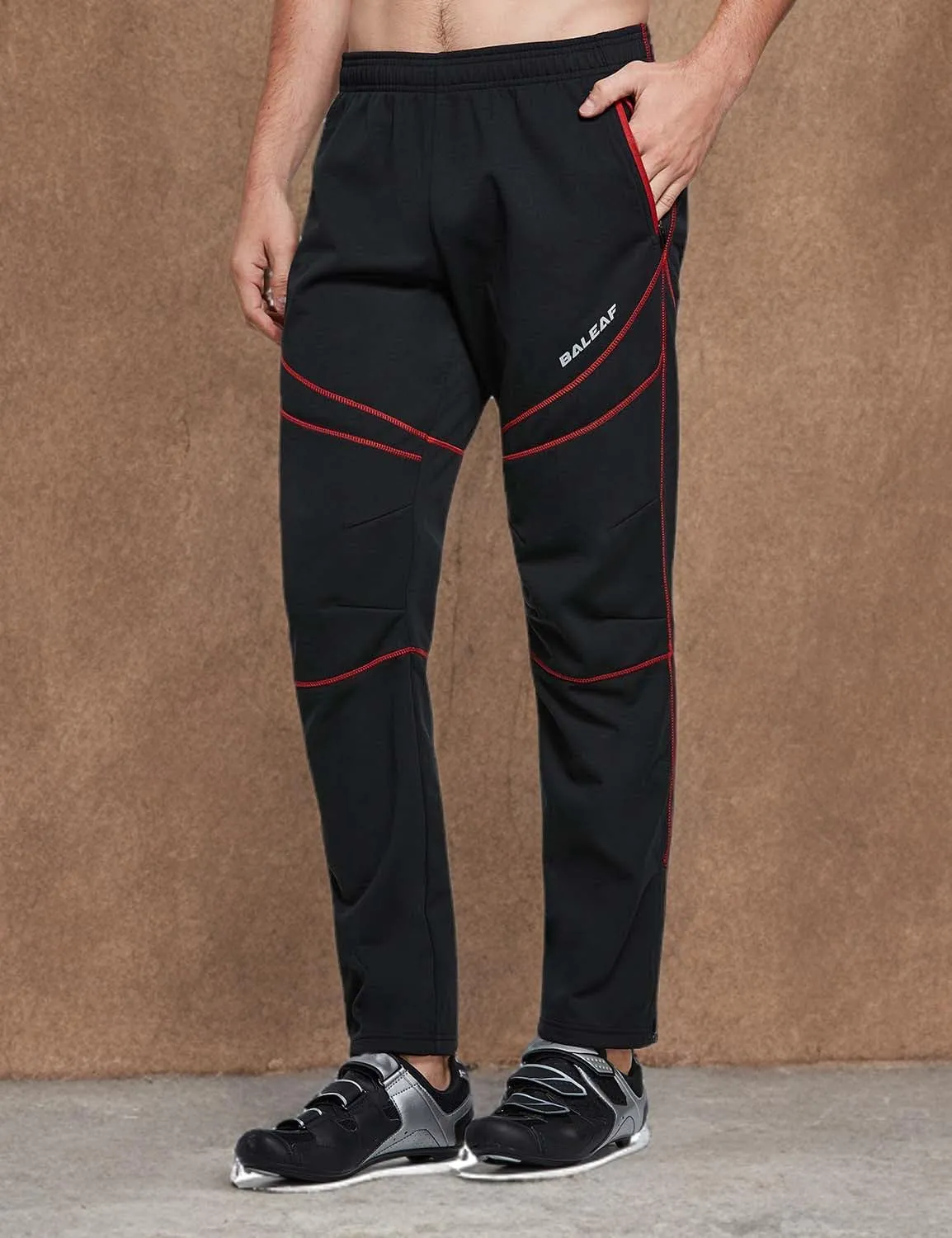 baleaf Men's Fleece Pants Winter Cycling Pants Mountain Bike Clothing Thermal Cold Weather Running Gear