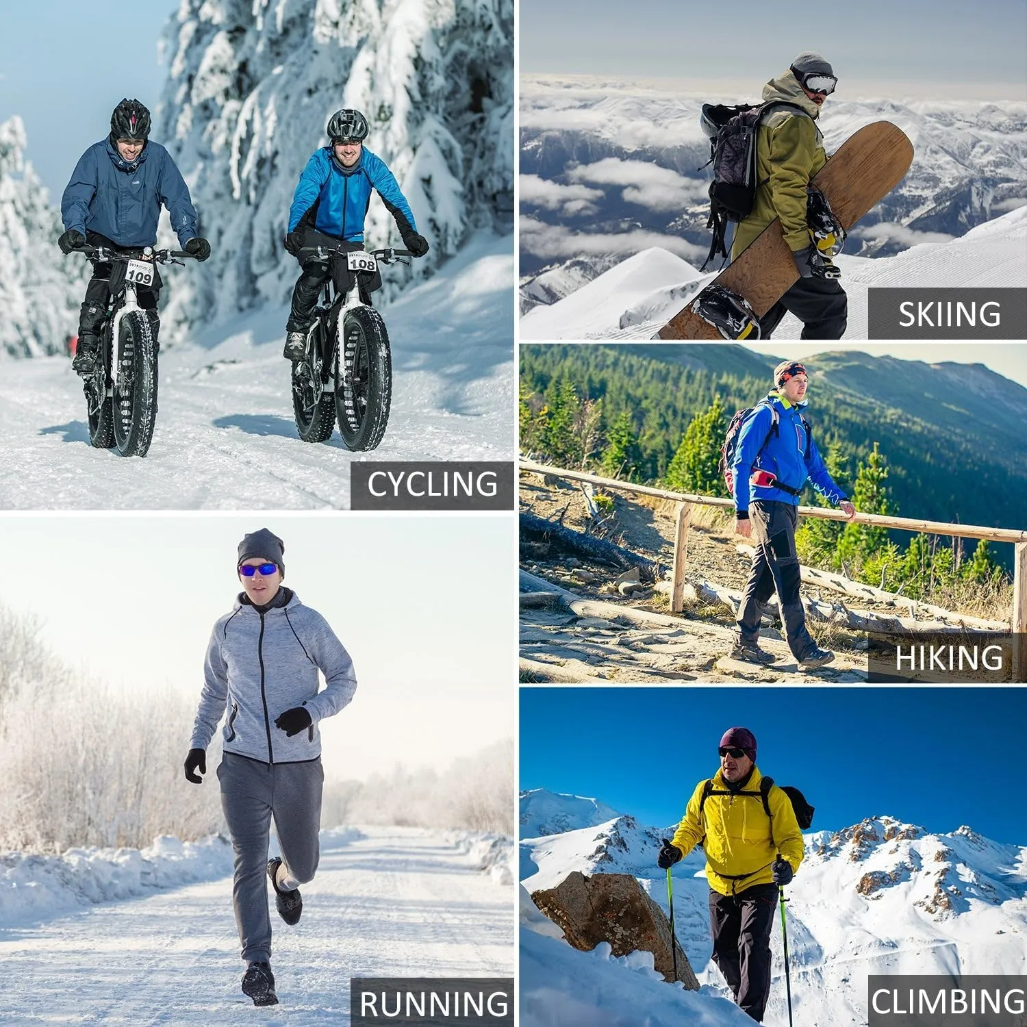 baleaf Men's Fleece Pants Winter Cycling Pants Mountain Bike Clothing Thermal Cold Weather Running Gear