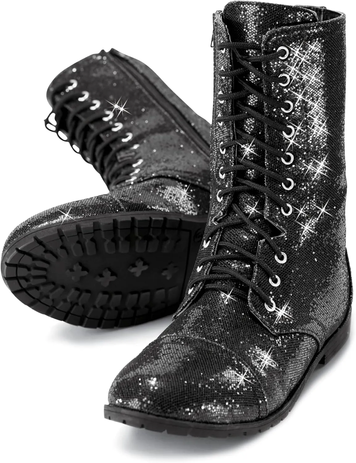 Balera Glitter Combat Boots with Zipper for Women Perfect for Dance