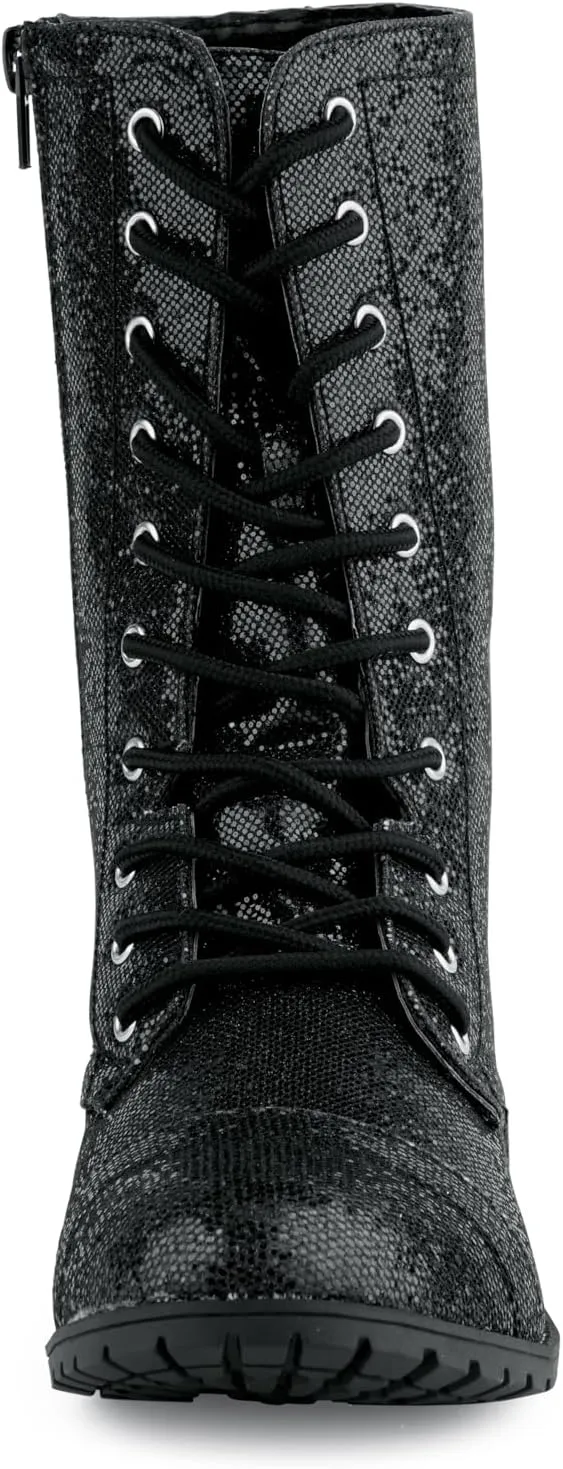 Balera Glitter Combat Boots with Zipper for Women Perfect for Dance