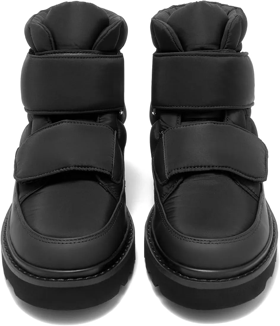 BEAU TODAY Women's Winter Snow Boots, Ankle-High, White, Faux Fur, Flat Heel, Memory Foam Insole, Casual Platform, Size: US Women's