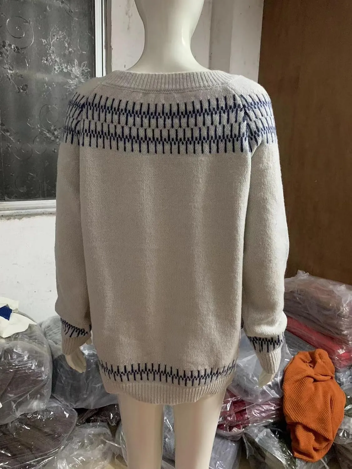 Bengbobar Fair Isle Sweater Womens Pullover Argyle Vintage Winter Fall Casual Boho Knit Tops Crewneck Long Sleeve Blouse