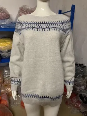Bengbobar Fair Isle Sweater Womens Pullover Argyle Vintage Winter Fall Casual Boho Knit Tops Crewneck Long Sleeve Blouse
